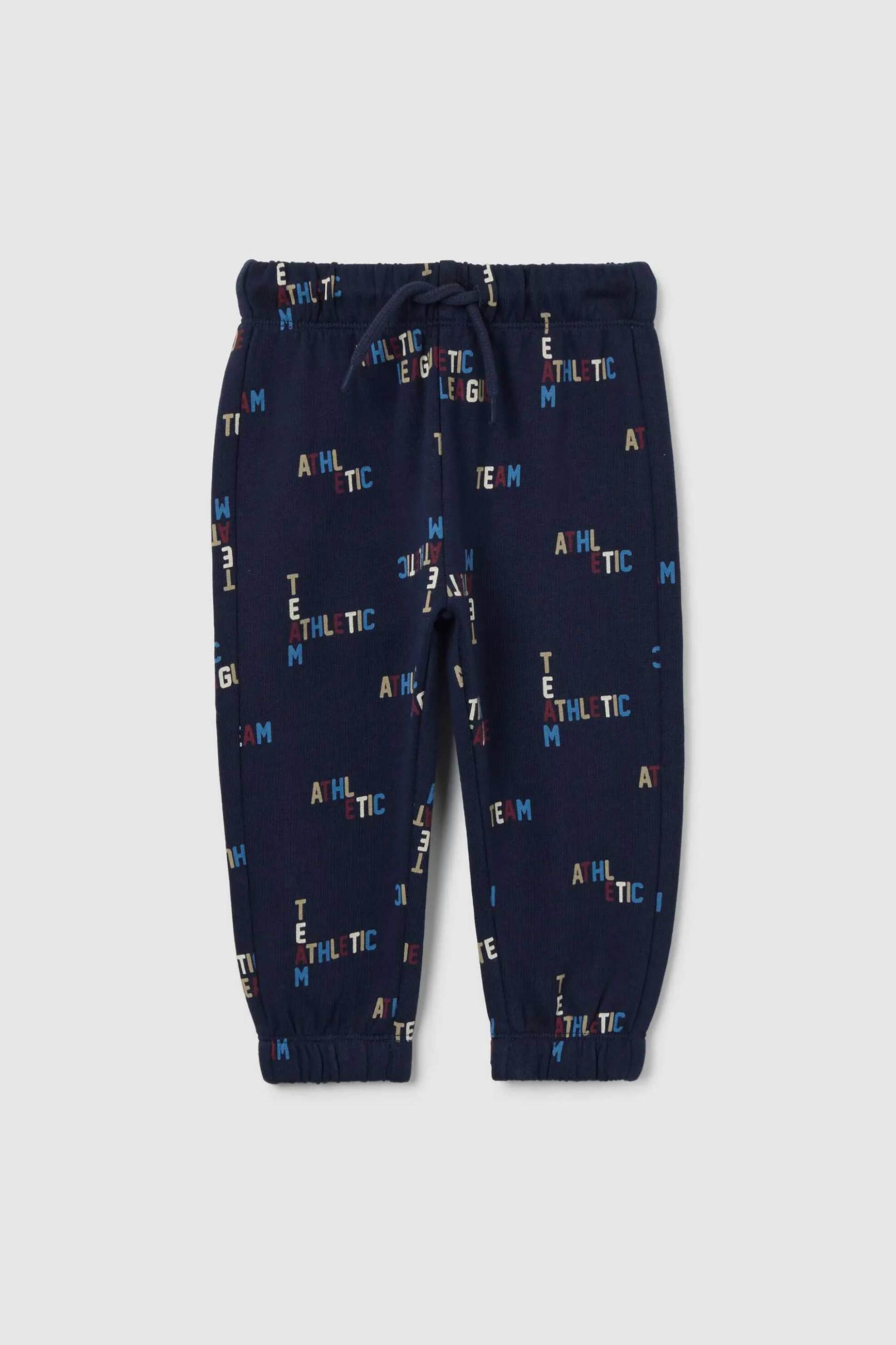 OVS βρεφικό παντελόνι φόρμας με ελαστική μέση και all-over print - 002475581 Μπλε Σκούρο