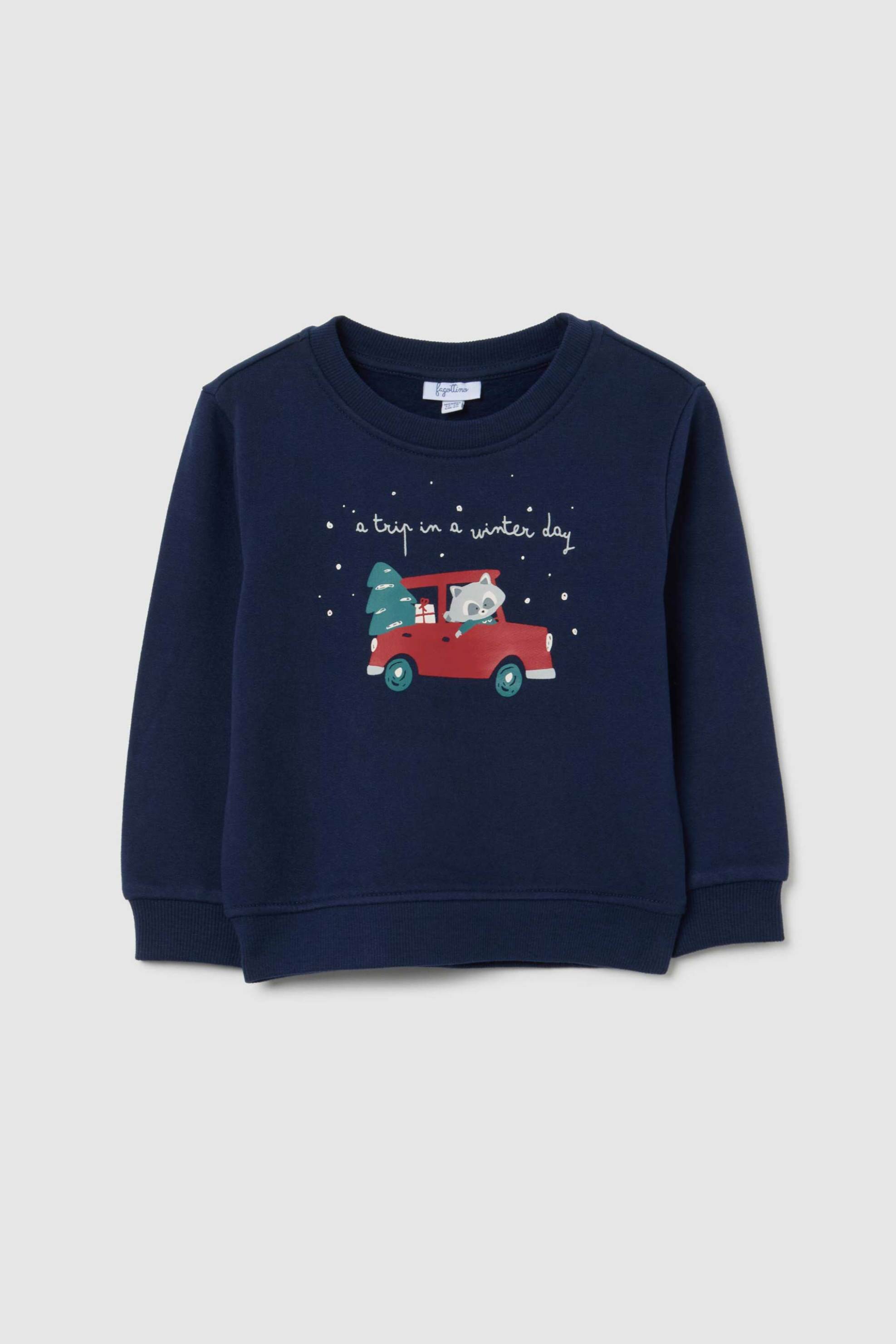 OVS βρεφική μπλούζα φούτερ με print Regular Fit - 002491718 Μπλε Σκούρο