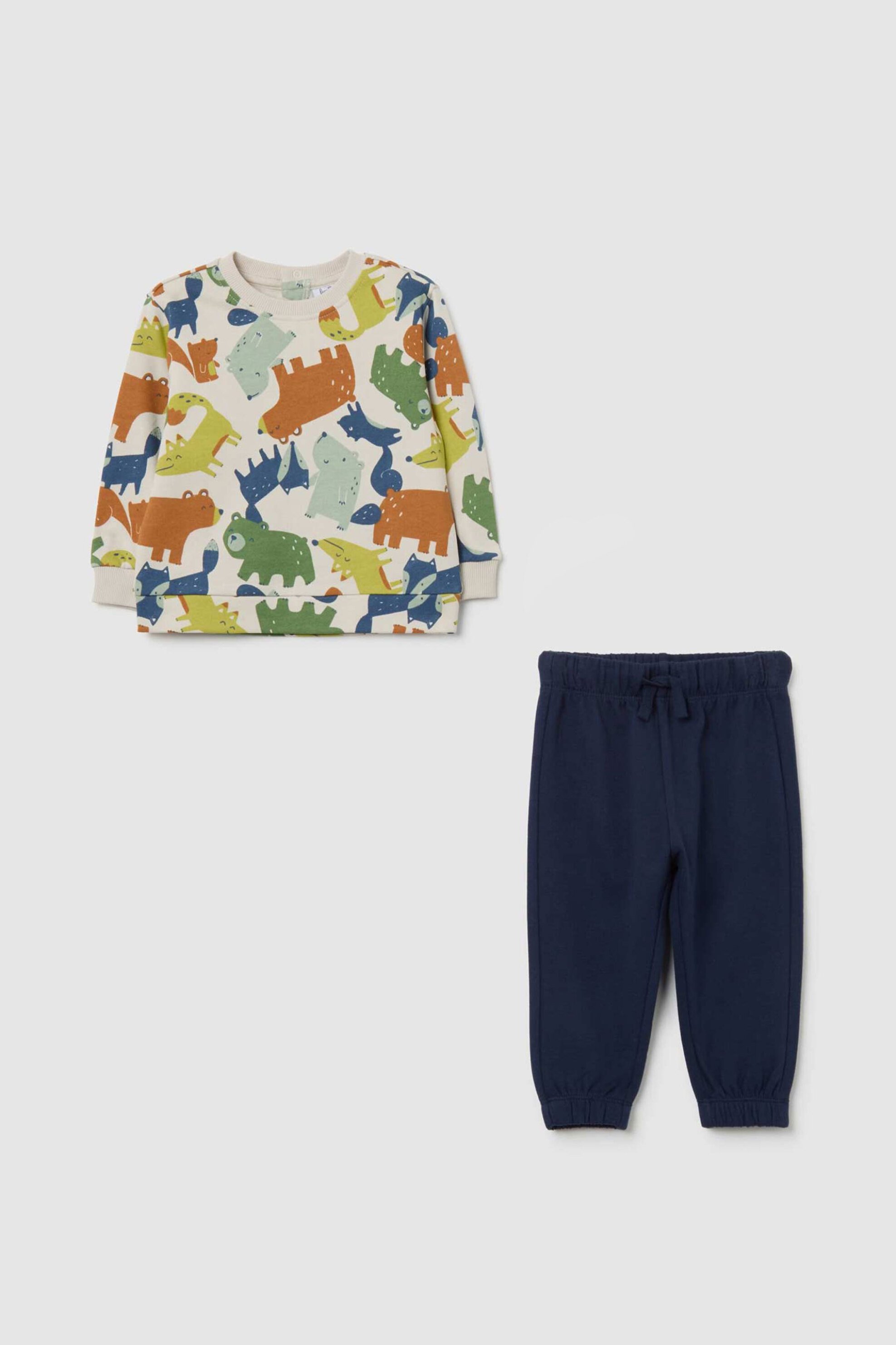 OVS βρεφικό σετ μπλούζα φούτερ με παντελόνι φόρμας Regular Fit (2 τεμάχια) - 002478941 Λευκό