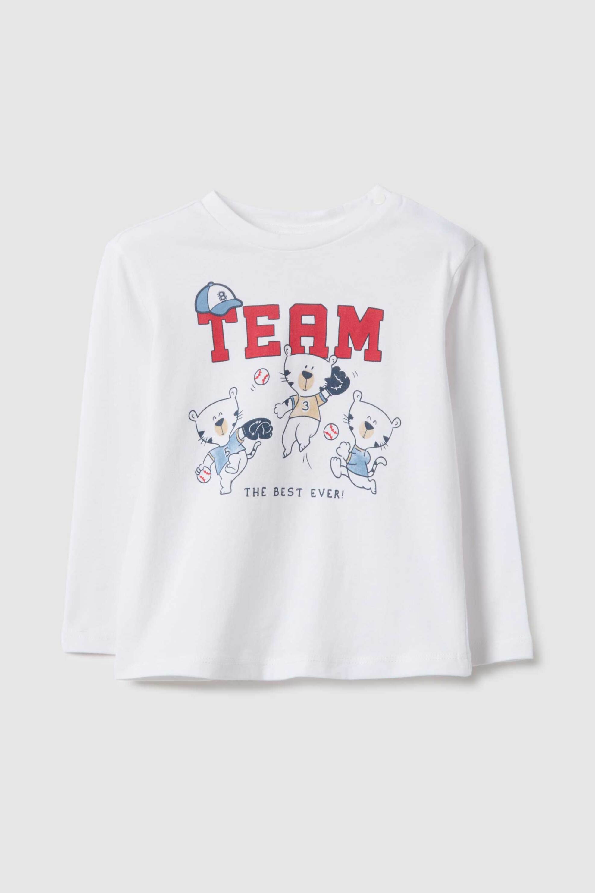 OVS βρεφική μακρυμάνικη μπλούζα με print Regular Fit - 002515398 Λευκό