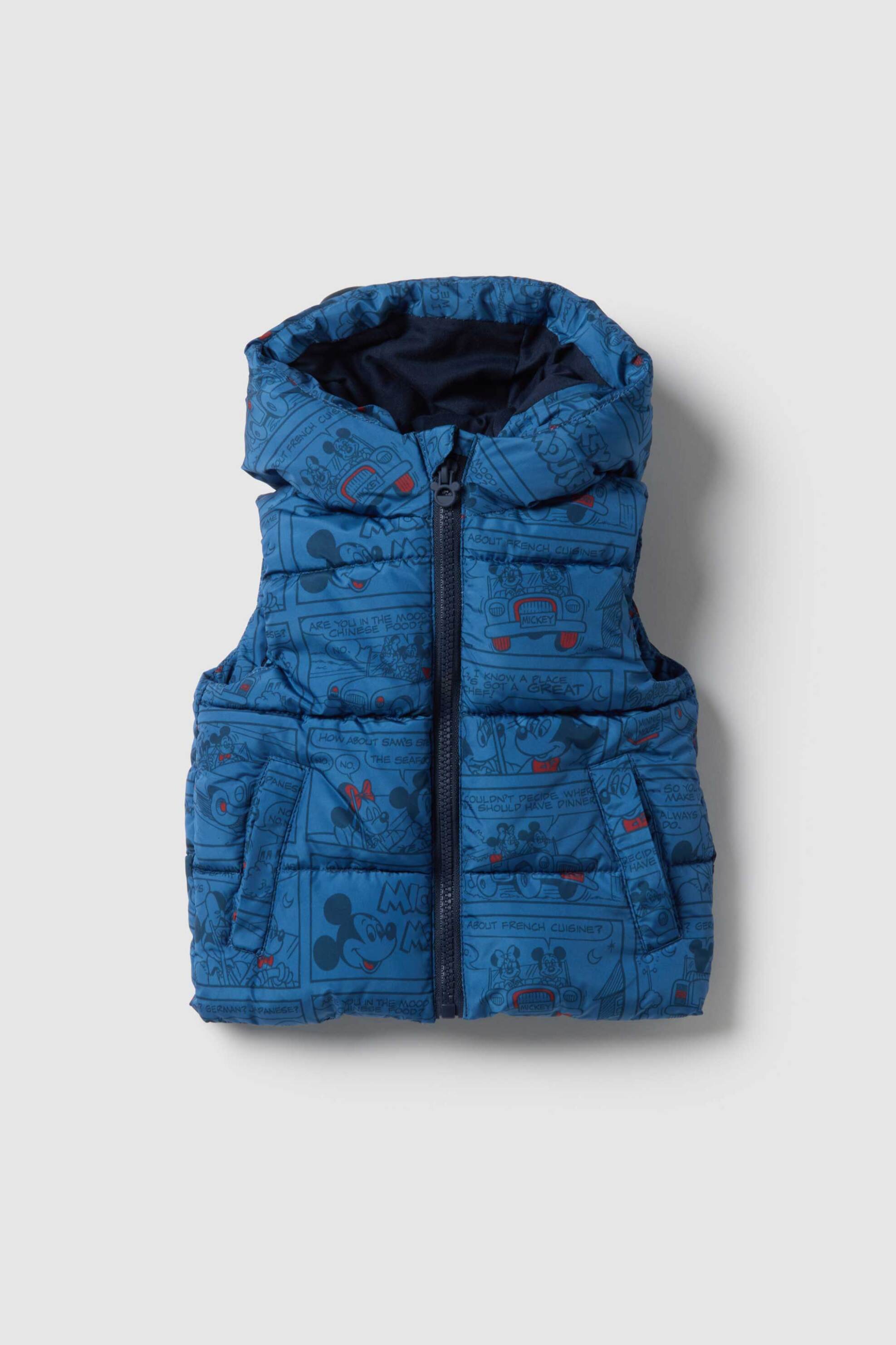 OVS βρεφικό γιλέκο μπουφάν με all-over print και κουκούλα Regular Fit - 002515479 Μπλε
