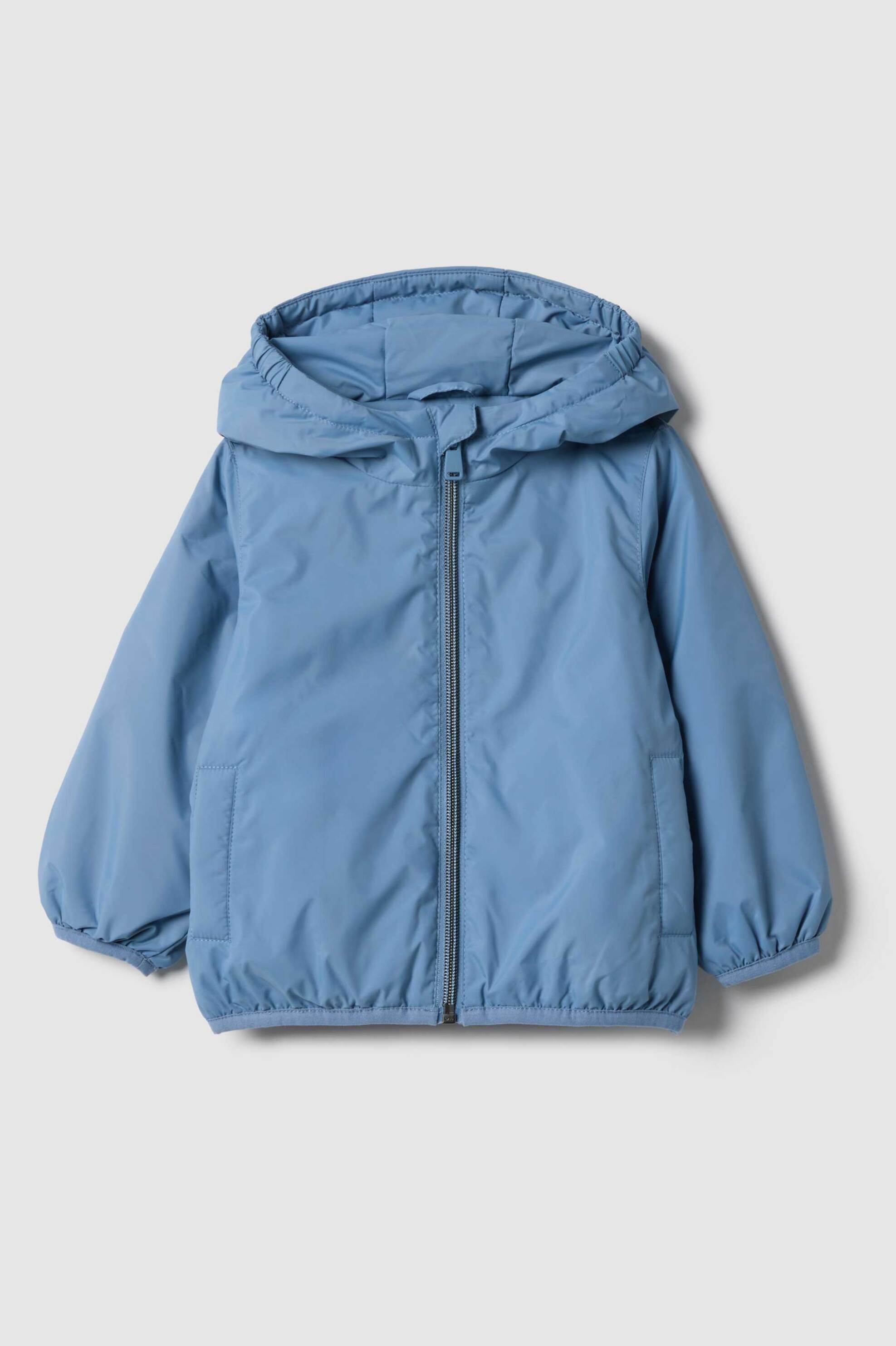 OVS βρεφικό μπουφάν μονόχρωμο με κουκούλα Regular Fit - 002513565 Μπλε