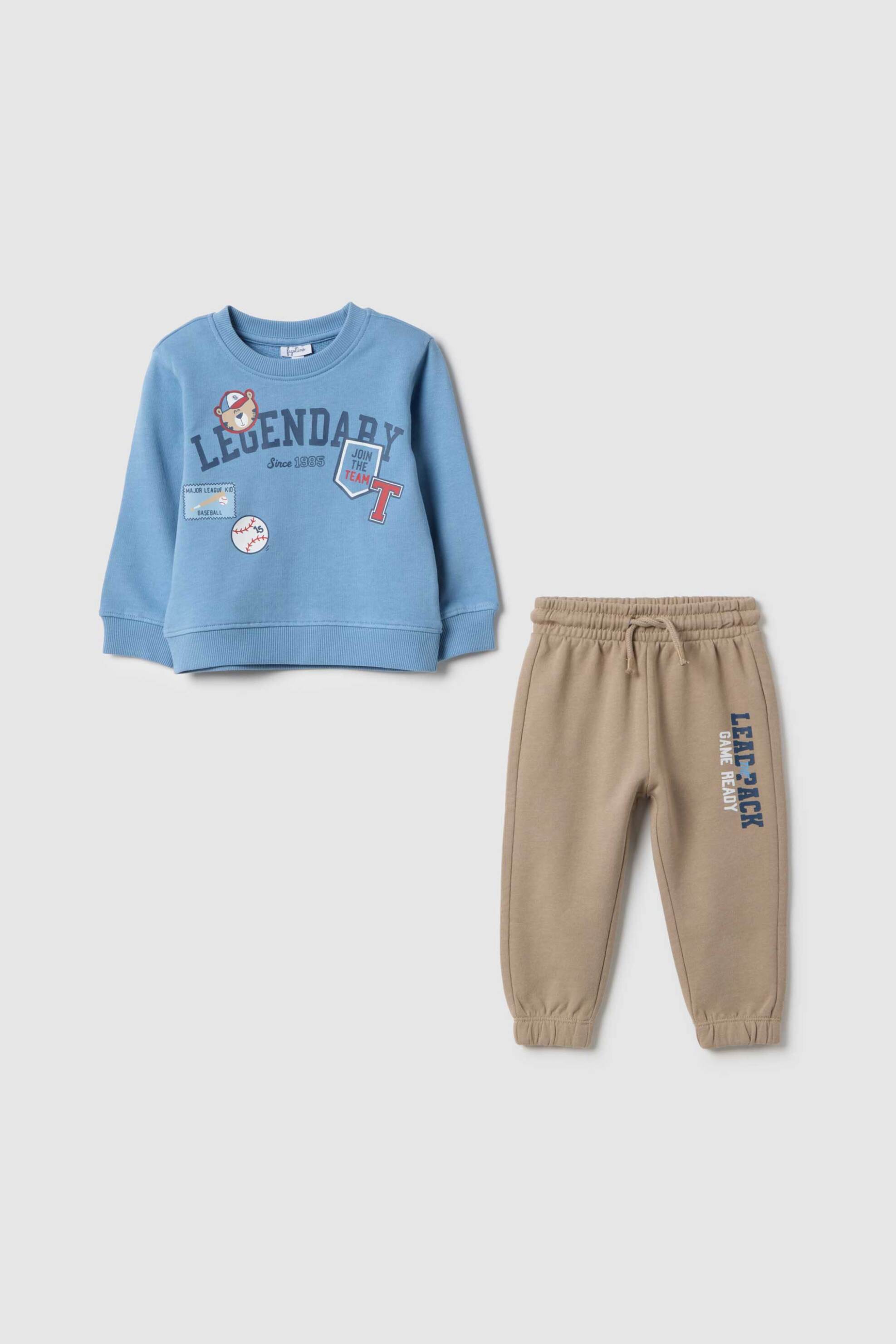 OVS βρεφικό σετ μπλούζα φούτερ και παντελόνι φόρμας Regular Fit (2 τεμάχια) - 002515445 Μπλε