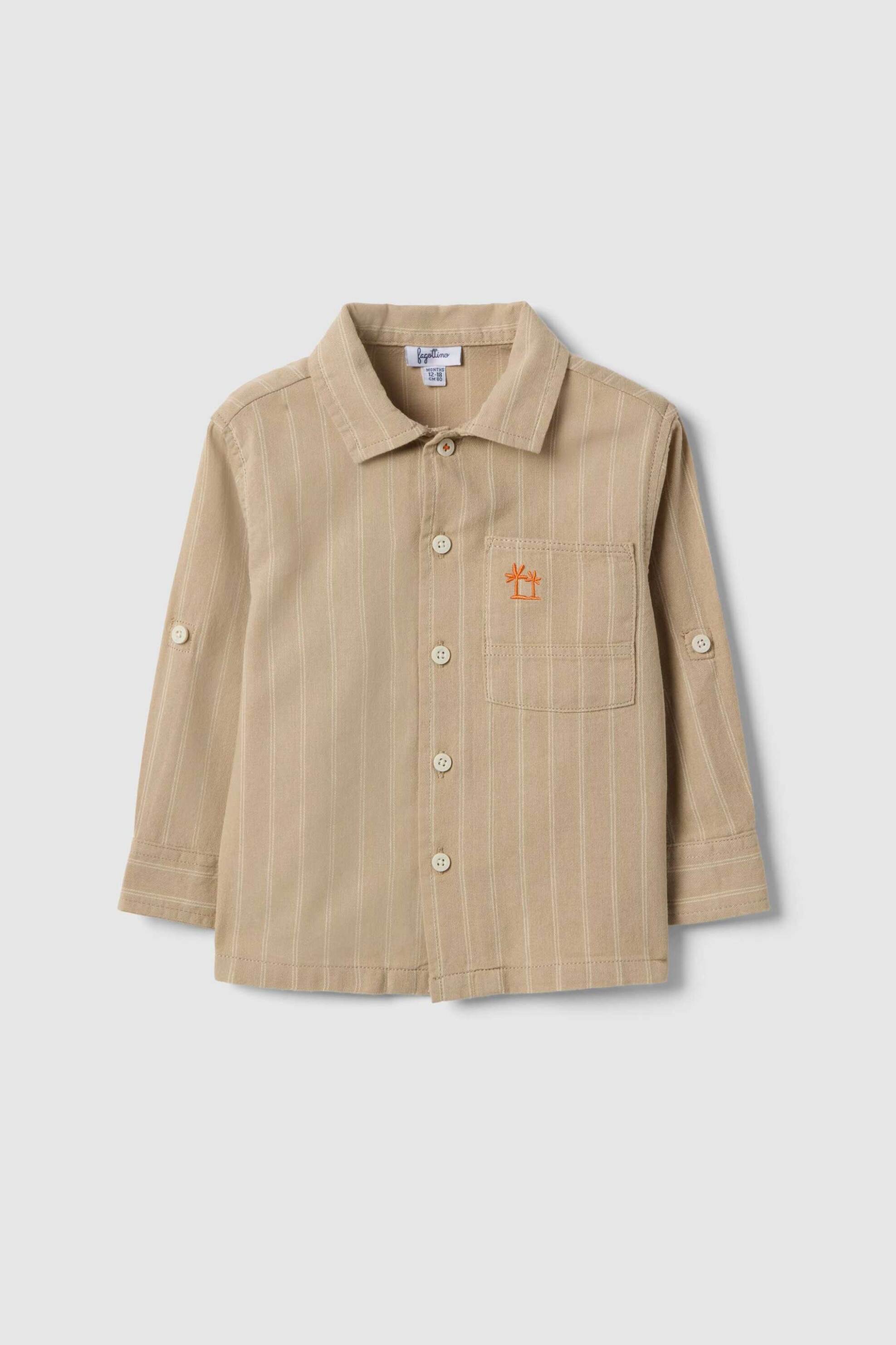 OVS βρεφικό πουκάμισο με ριγέ σχέδιο Relaxed Fit - 002566172 Μπεζ