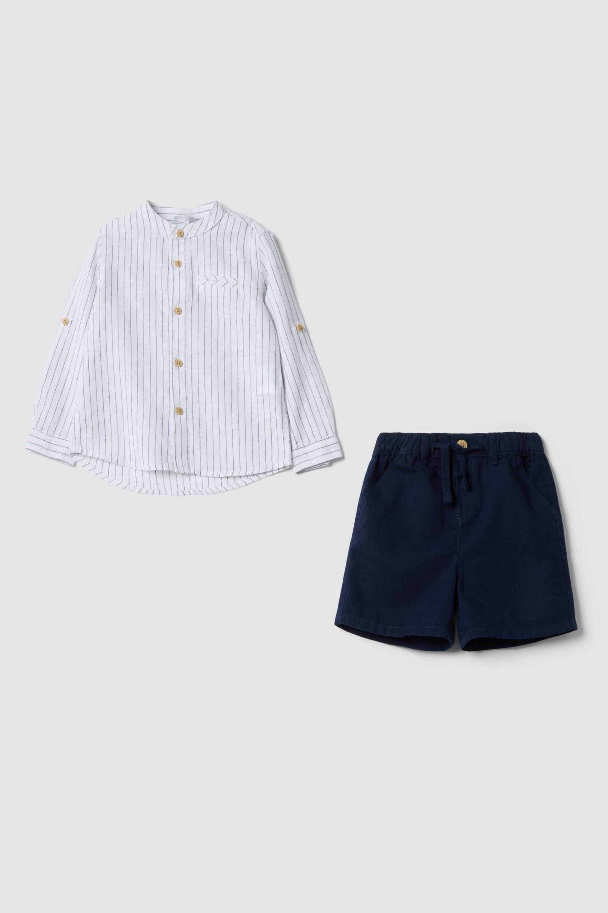 OVS βρεφικό σετ πουκάμισο και βερμούδα Regular Fit (2 τεμάχια) - 002574511 Λευκό