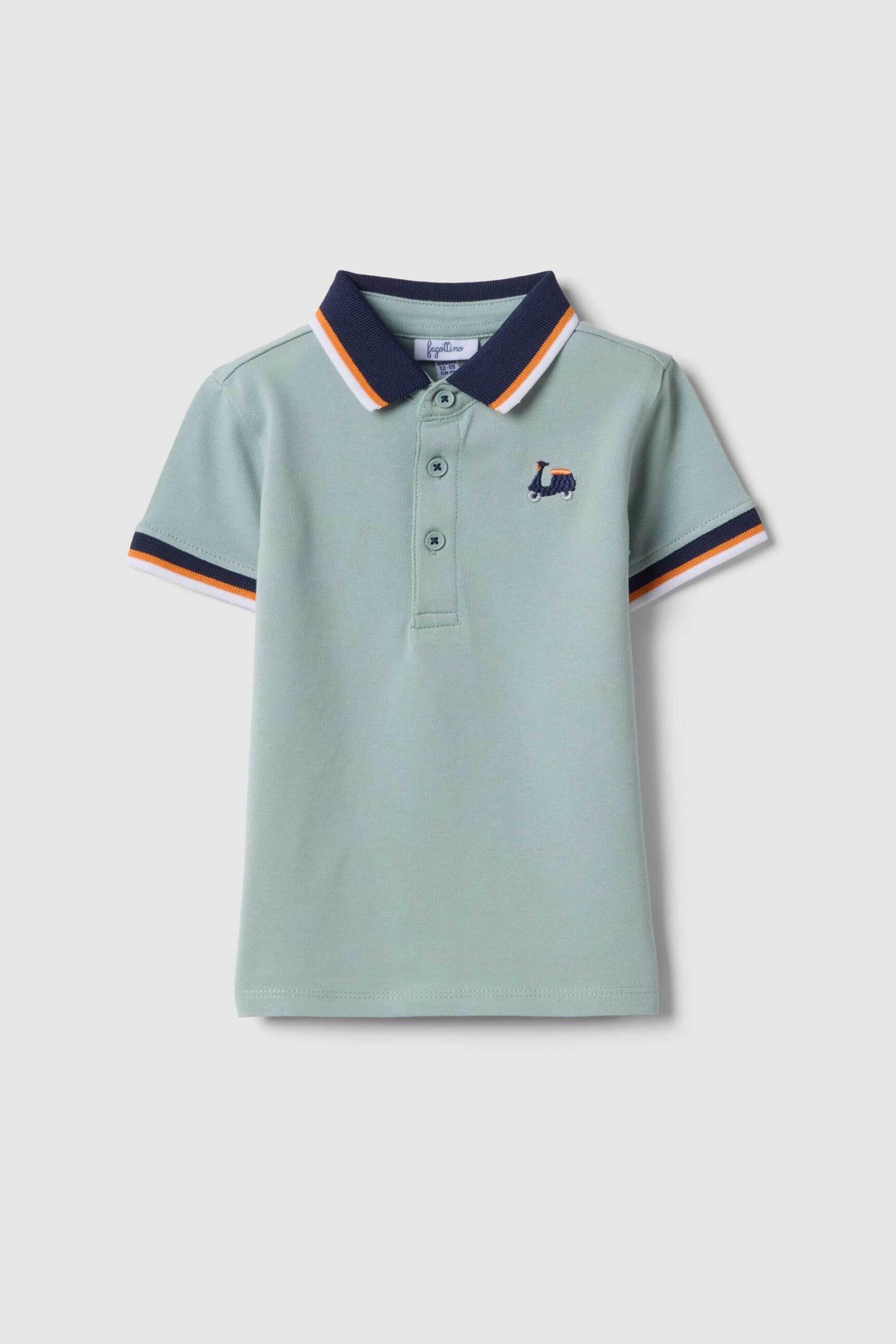 OVS βρεφική μπλούζα πόλο με ριγέ σχέδιο στα τελειώματα Regular Fit - 002619549 Μπλε Ανοιχτό