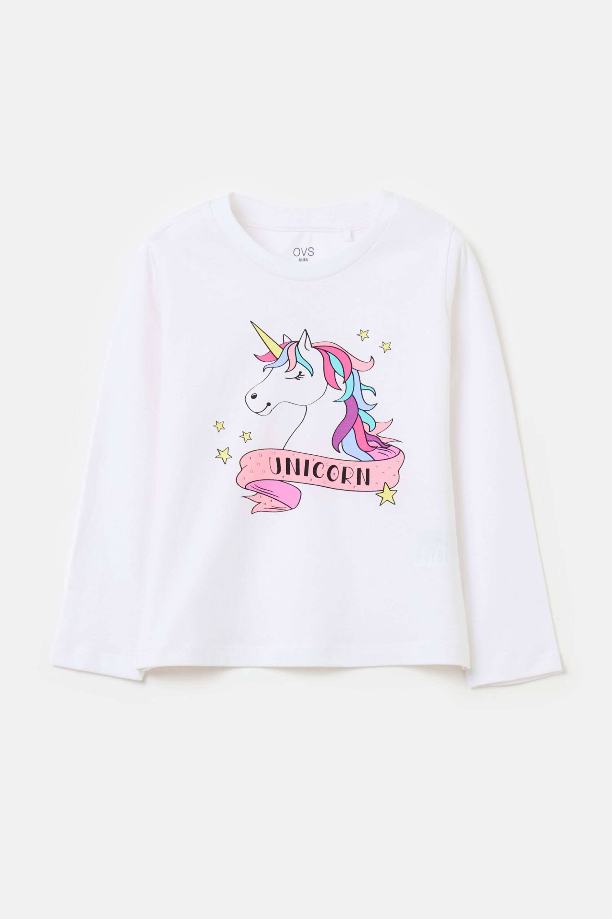 Παιδικά Ρούχα, Παπούτσια & Παιχνίδια > Παιδικά Ρούχα & Αξεσουάρ για Κορίτσια > Παιδικές Μπλούζες για Κορίτσια OVS παιδική μπλούζα μονόχρωμη βαμβακερή με unicorn print - 001970599 Λευκό