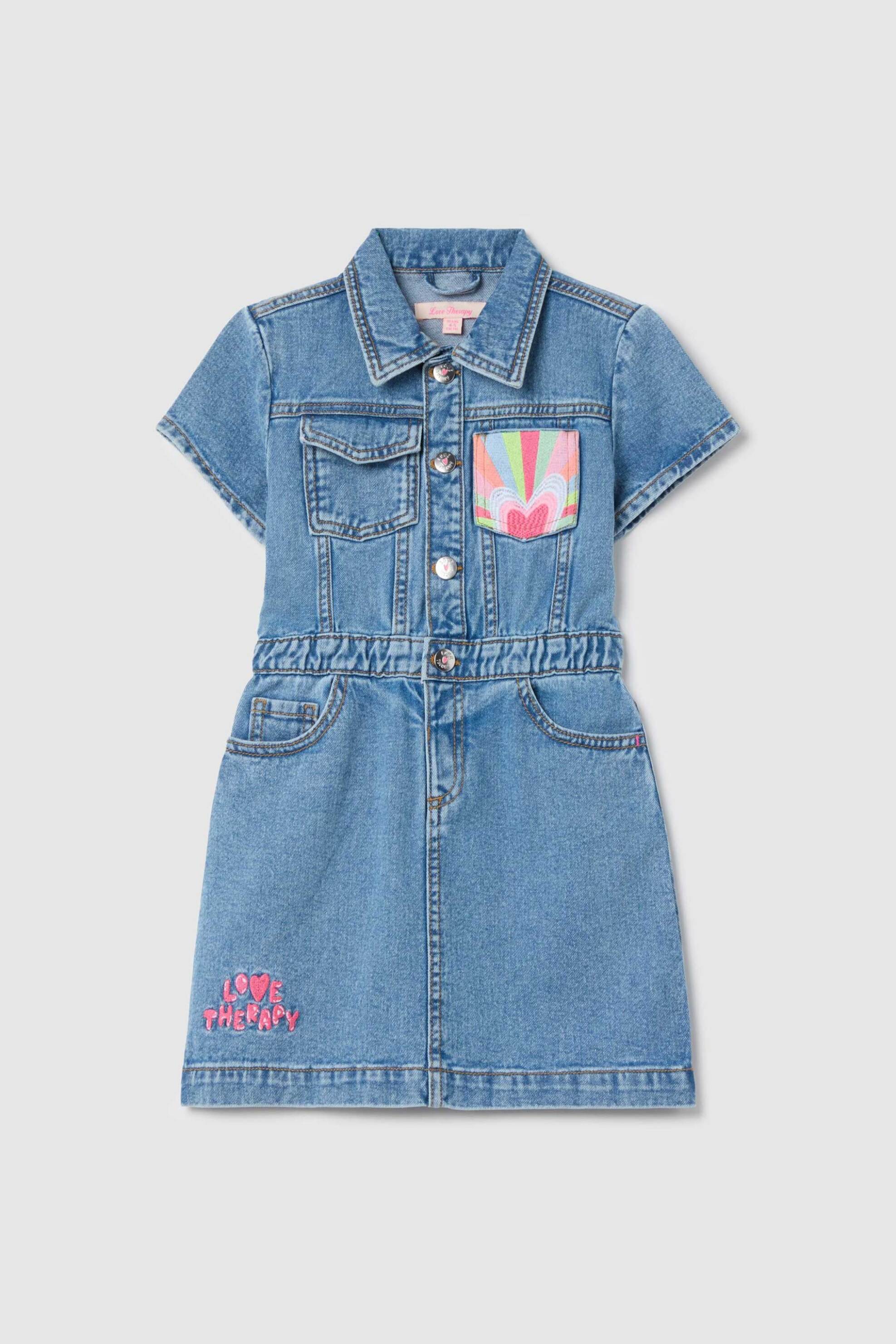 OVS παιδικό κοντομάνικο denim φόρεμα - 002205608 Denim Blue