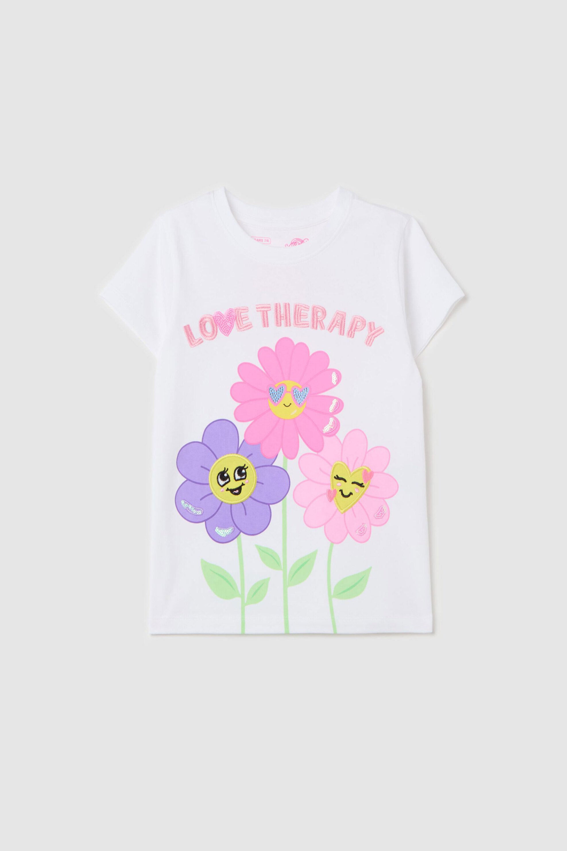 OVS παιδικό T-shirt με flowers print Regular Fit - 002234969 Λευκό