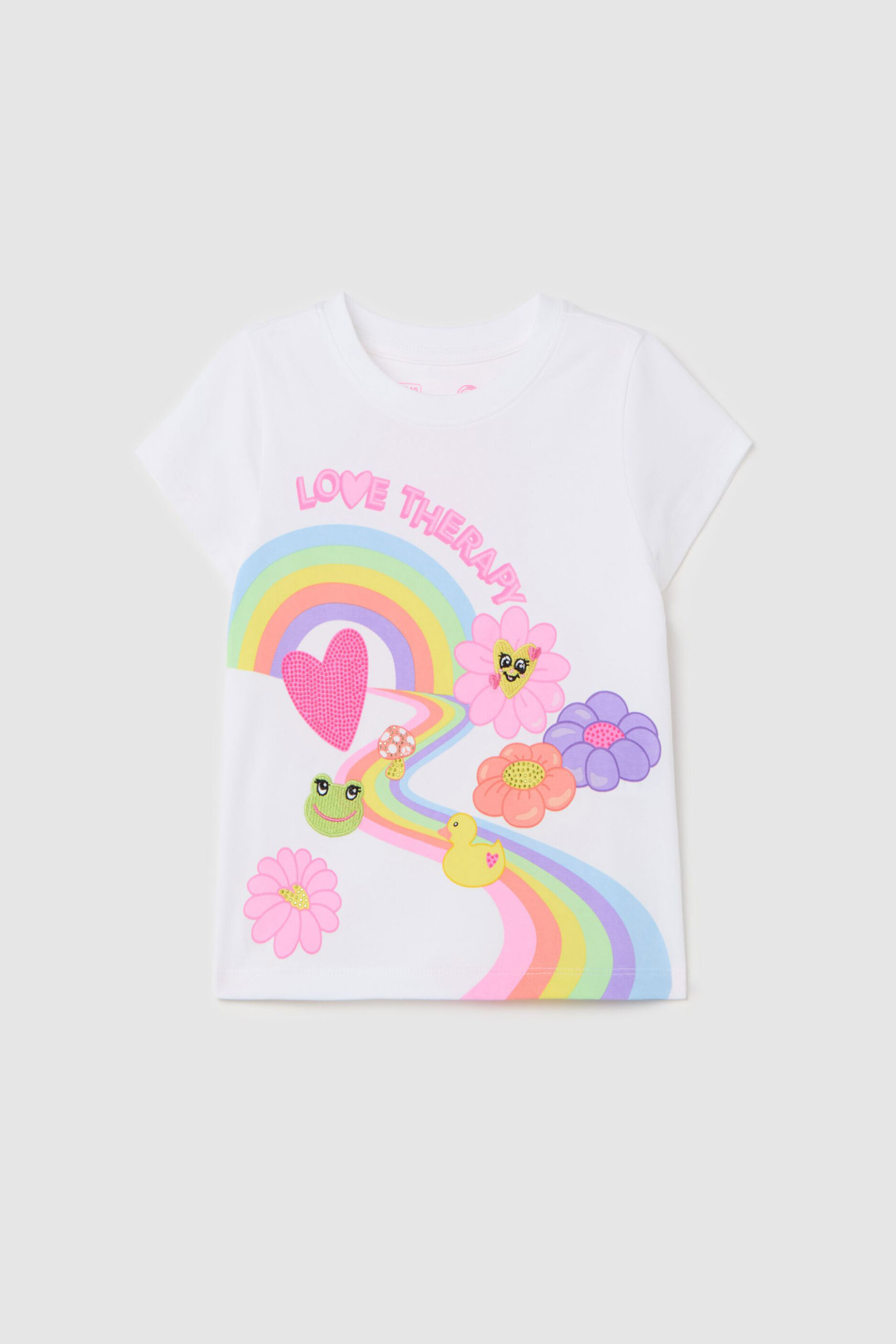 OVS παιδικό T-shirt με rainbow print Regular Fit - 002236792 Λευκό