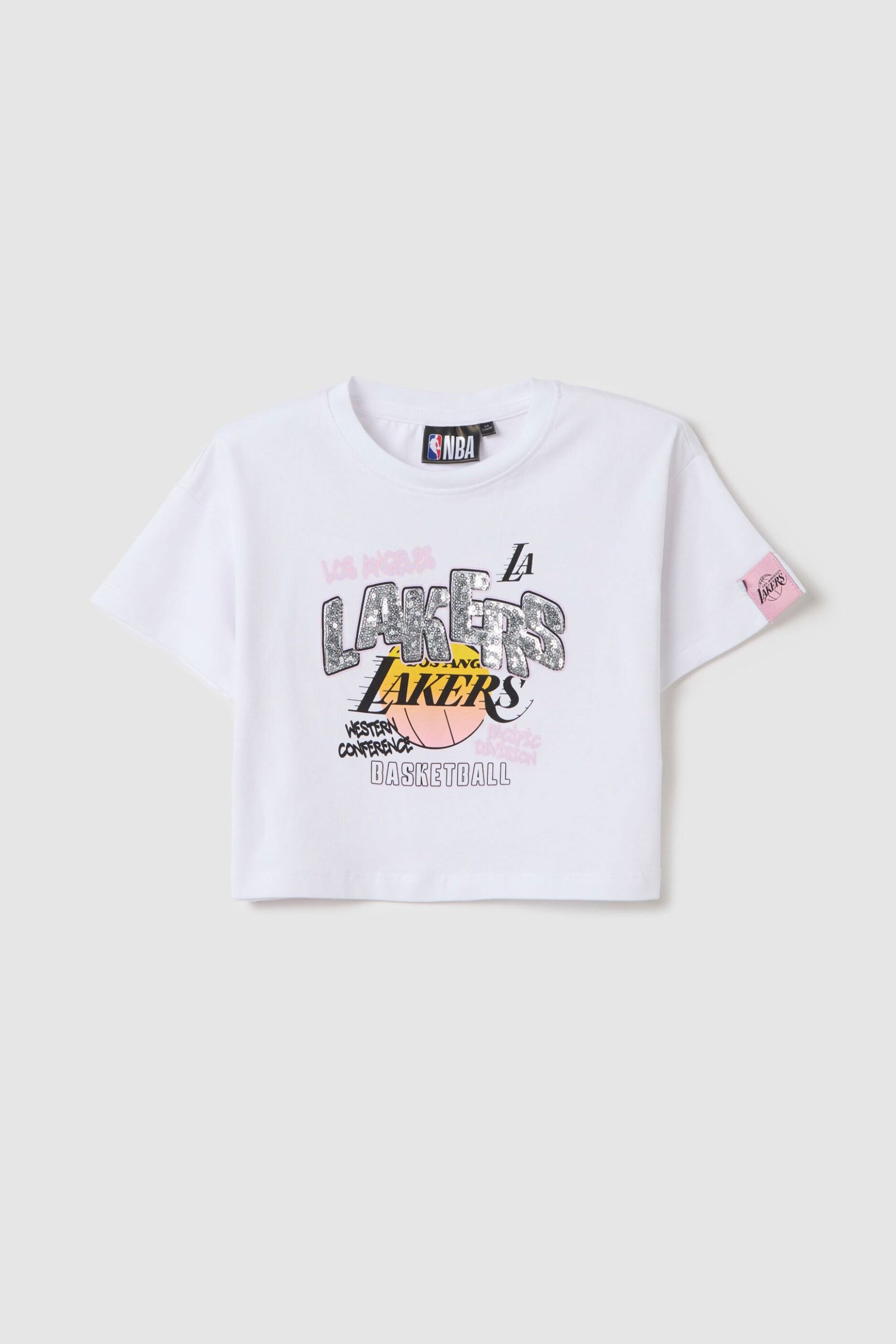 OVS παιδική μπλούζα με NBA print cropped - 002261337 Λευκό