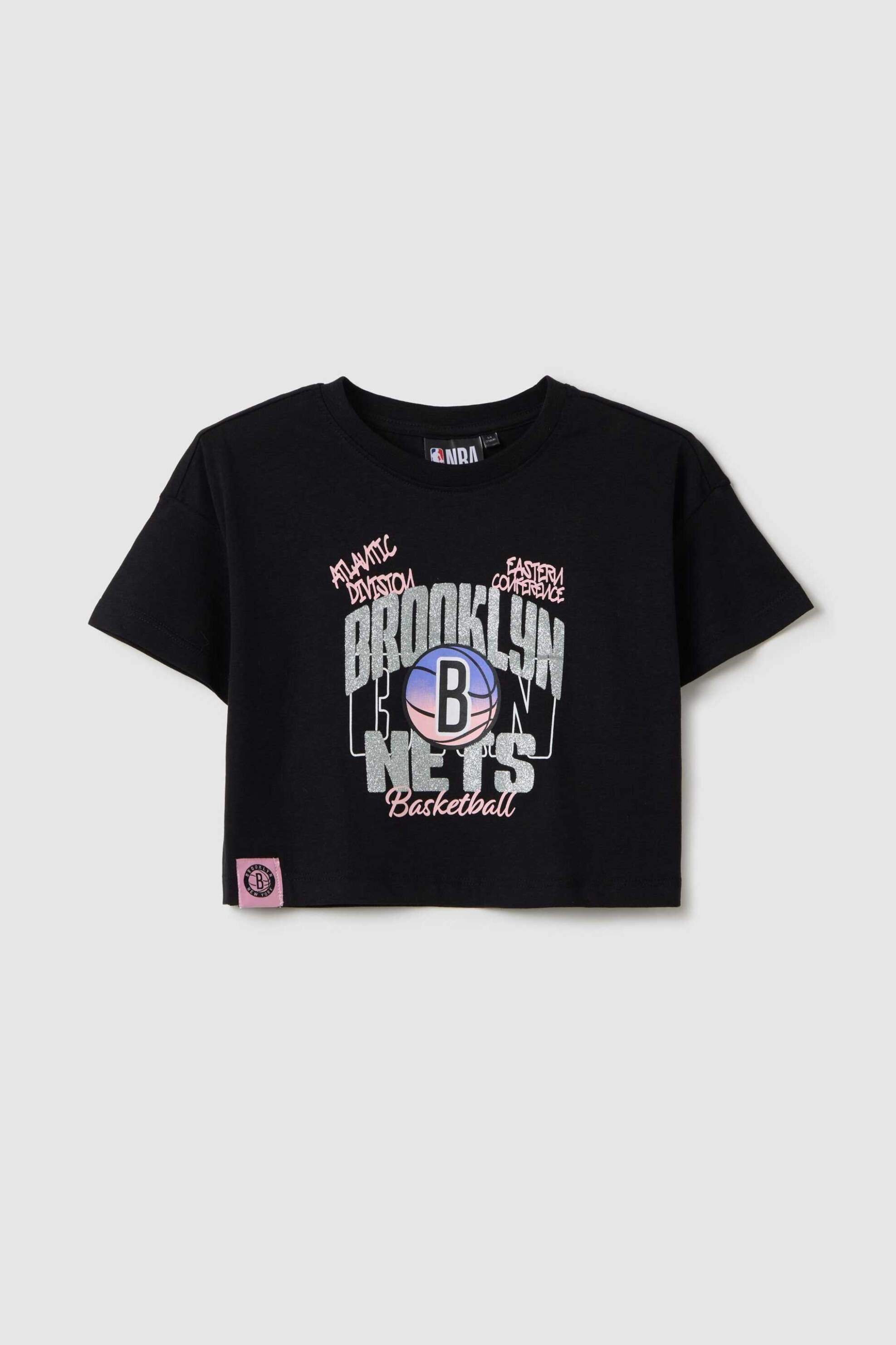 OVS παιδική μπλούζα με NBA print cropped - 002261342 Μαύρο