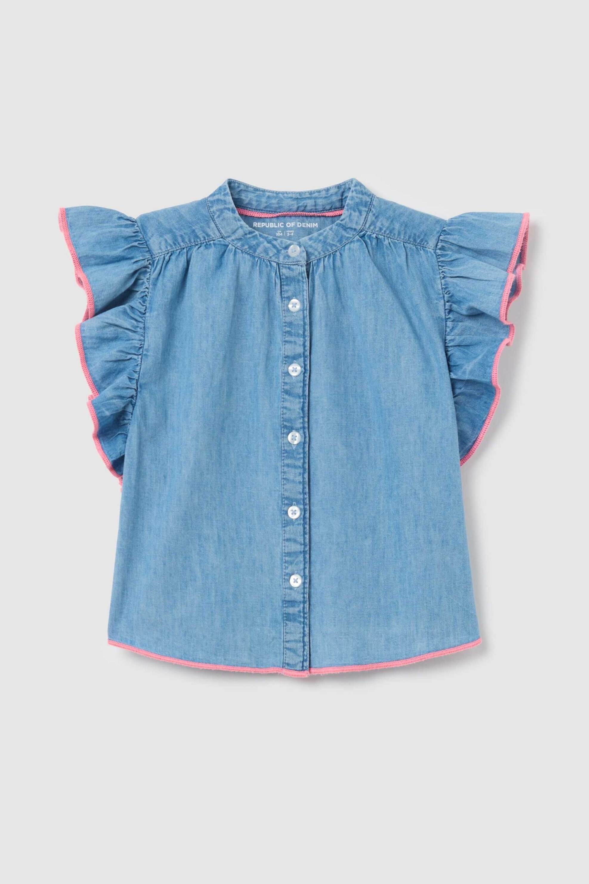 OVS παιδικό denim πουκάμισο με contrast - 002264787 Denim Blue