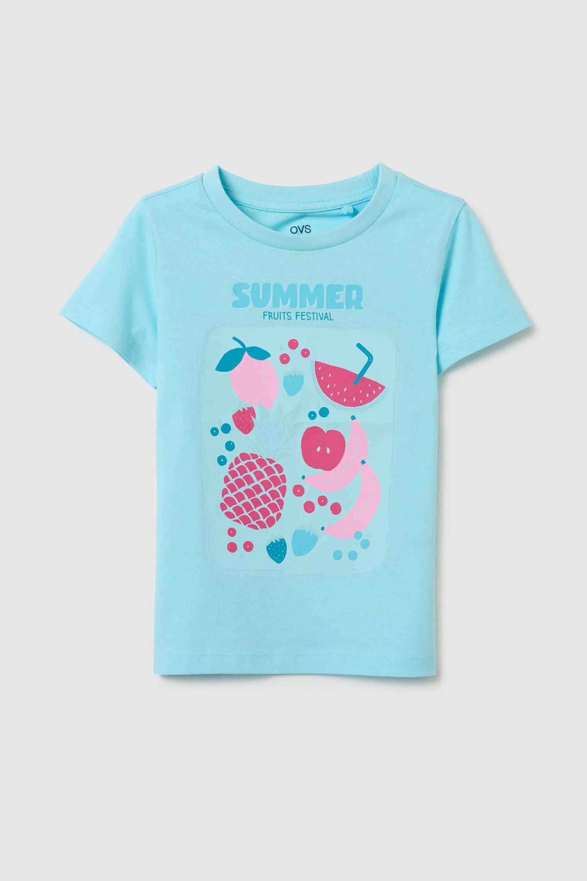 OVS παιδική μπλούζα με print Regular Fit - 002366227 Γαλάζιο