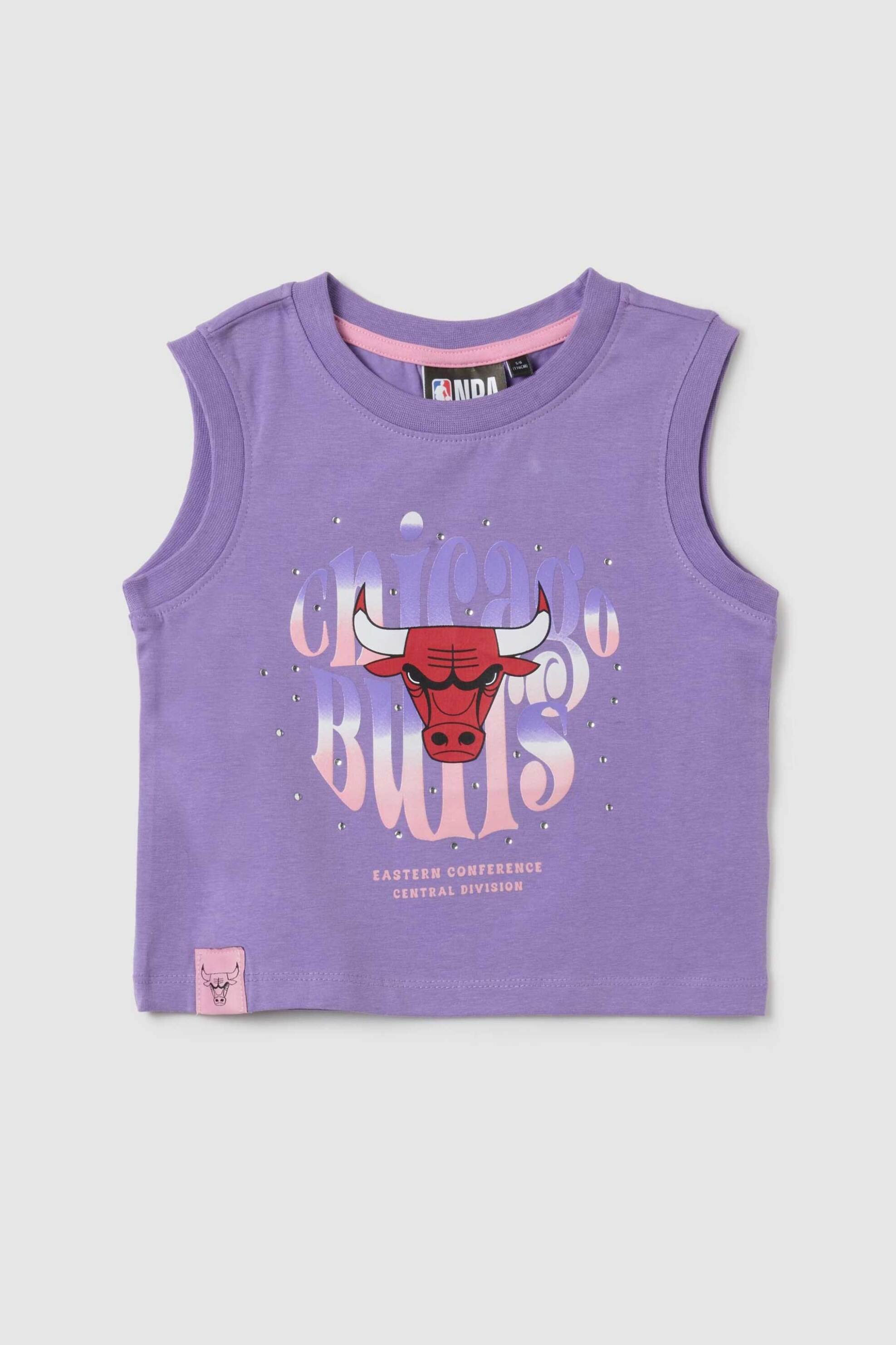OVS παιδική αμάνικη μπλούζα με Chicago Bulls print Regular Fit - 002302267 Βιολετί