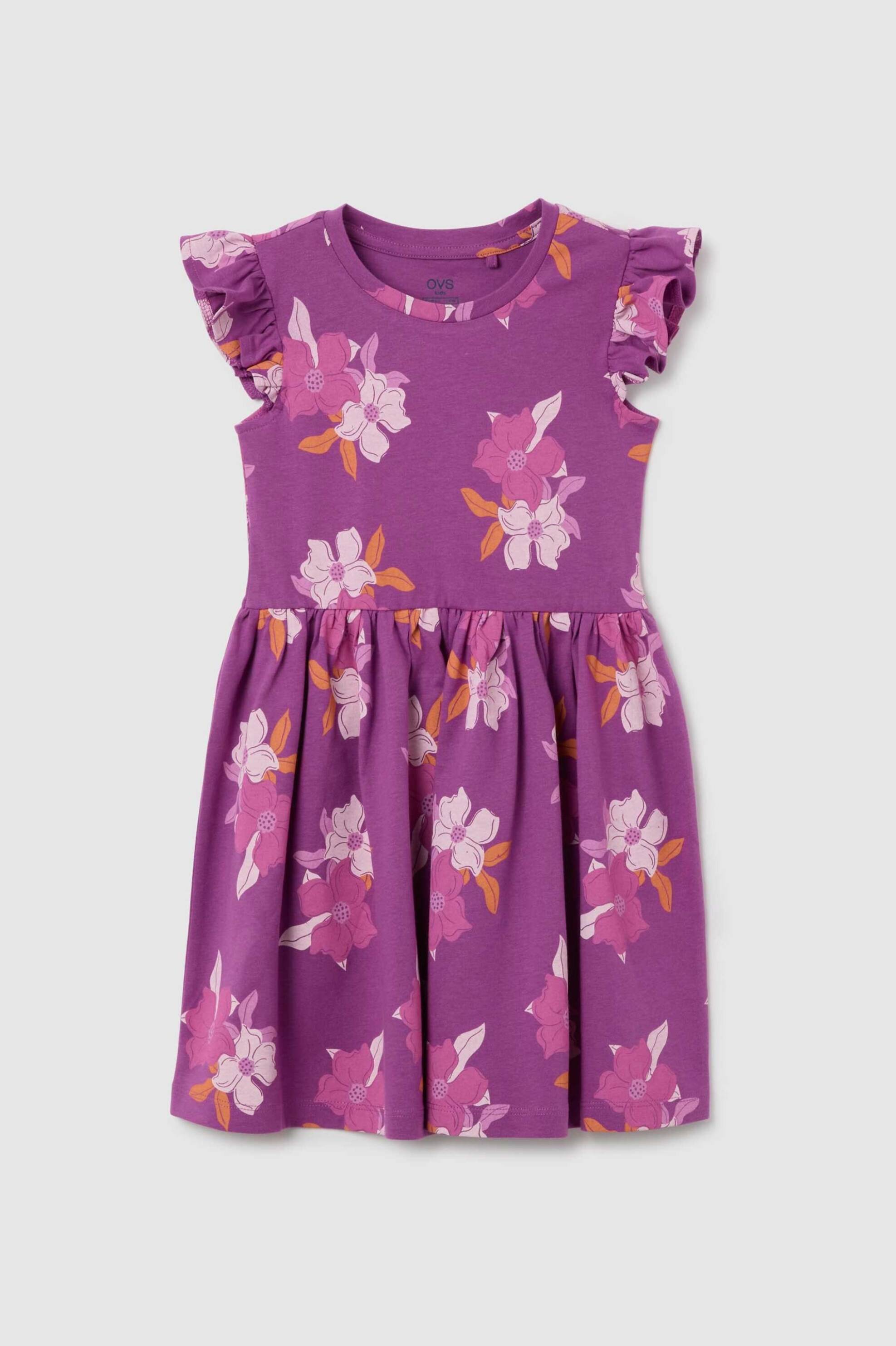 OVS παιδικό αμάνικο φόρεμα με floral print - 002365586 Βιολετί
