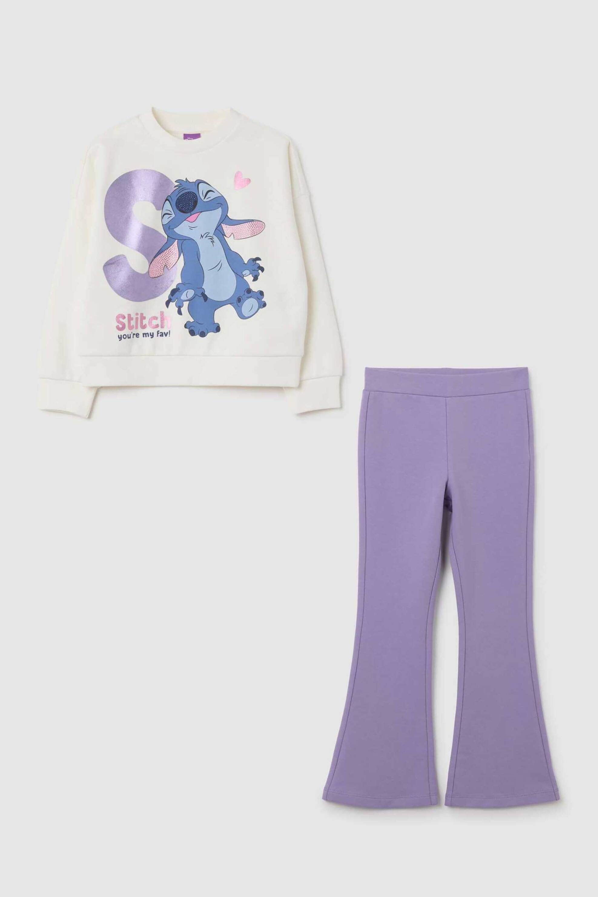 OVS KIDS OVS παιδικό σετ μπλούζα φούτερ με print "Stitch" και κολάν (2 τεμάχια) - 002402715 Λευκό