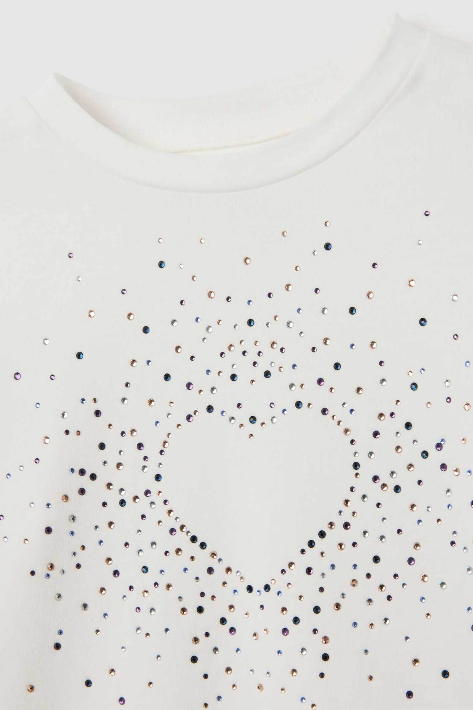 OVS παιδική μπλούζα με print και στρας Regular Fit - 002402883 Λευκό φωτογραφία