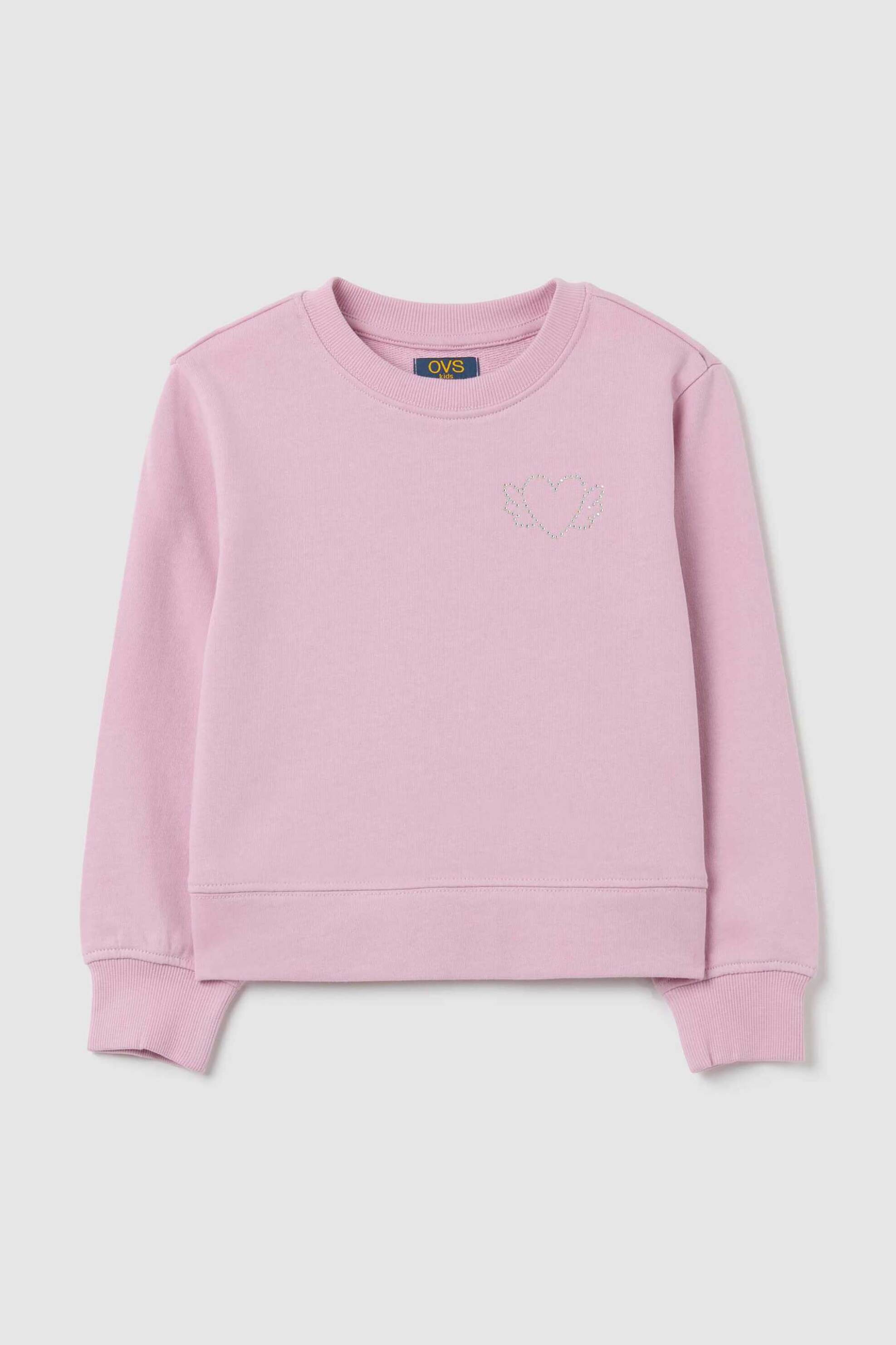 OVS KIDS OVS παιδικό φούτερ με print στρας Regular Fit - 002418229 Ροζ Ανοιχτό