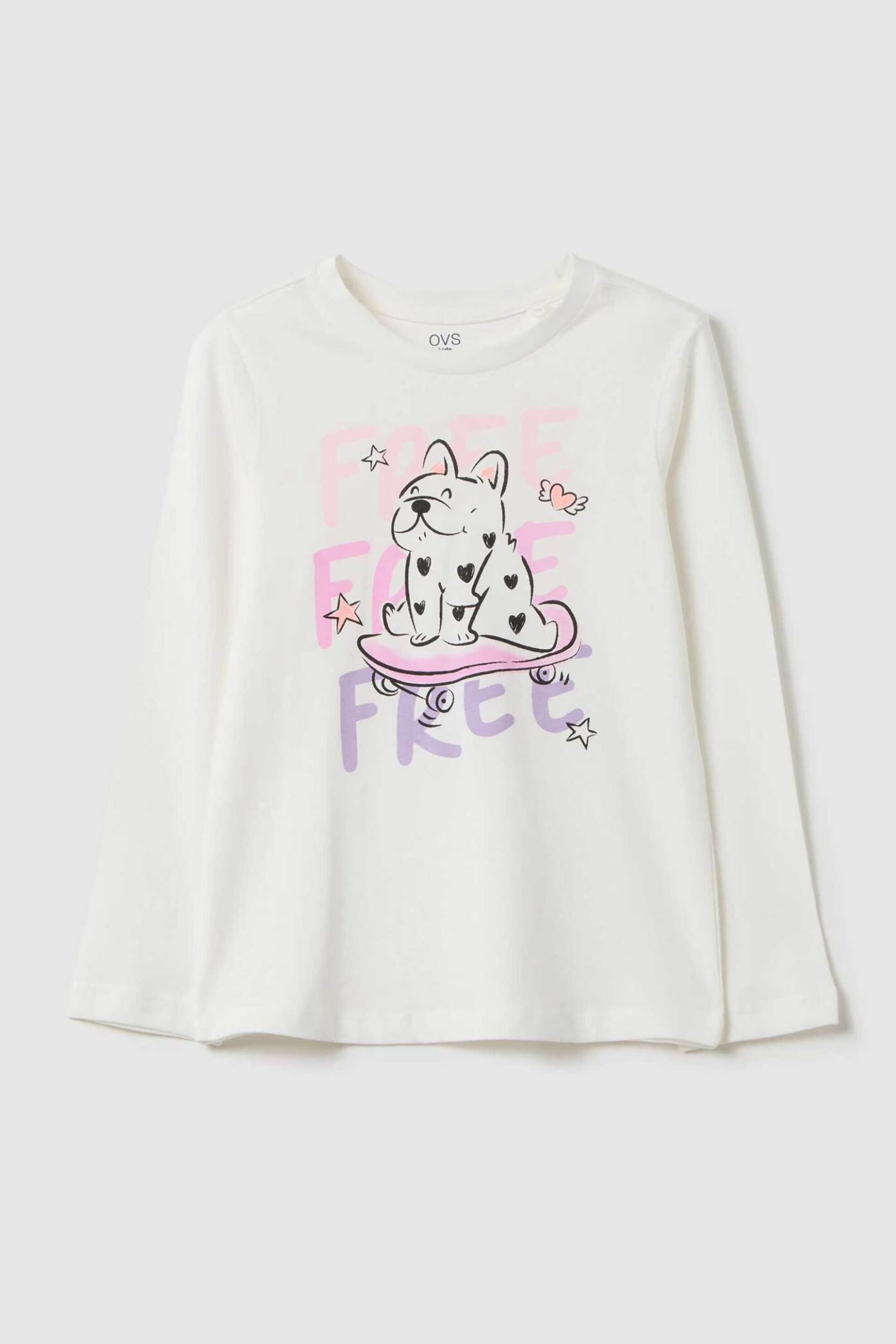 OVS KIDS OVS παιδική μπλούζα με print Regular Fit - 002418366 Λευκό