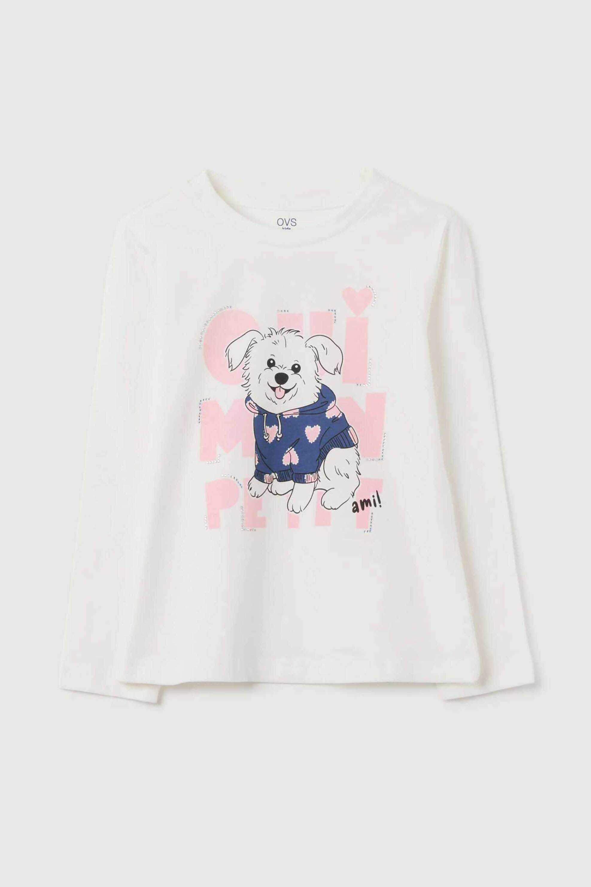 OVS KIDS OVS παιδική μπλούζα με print Regular Fit - 002447118 Λευκό