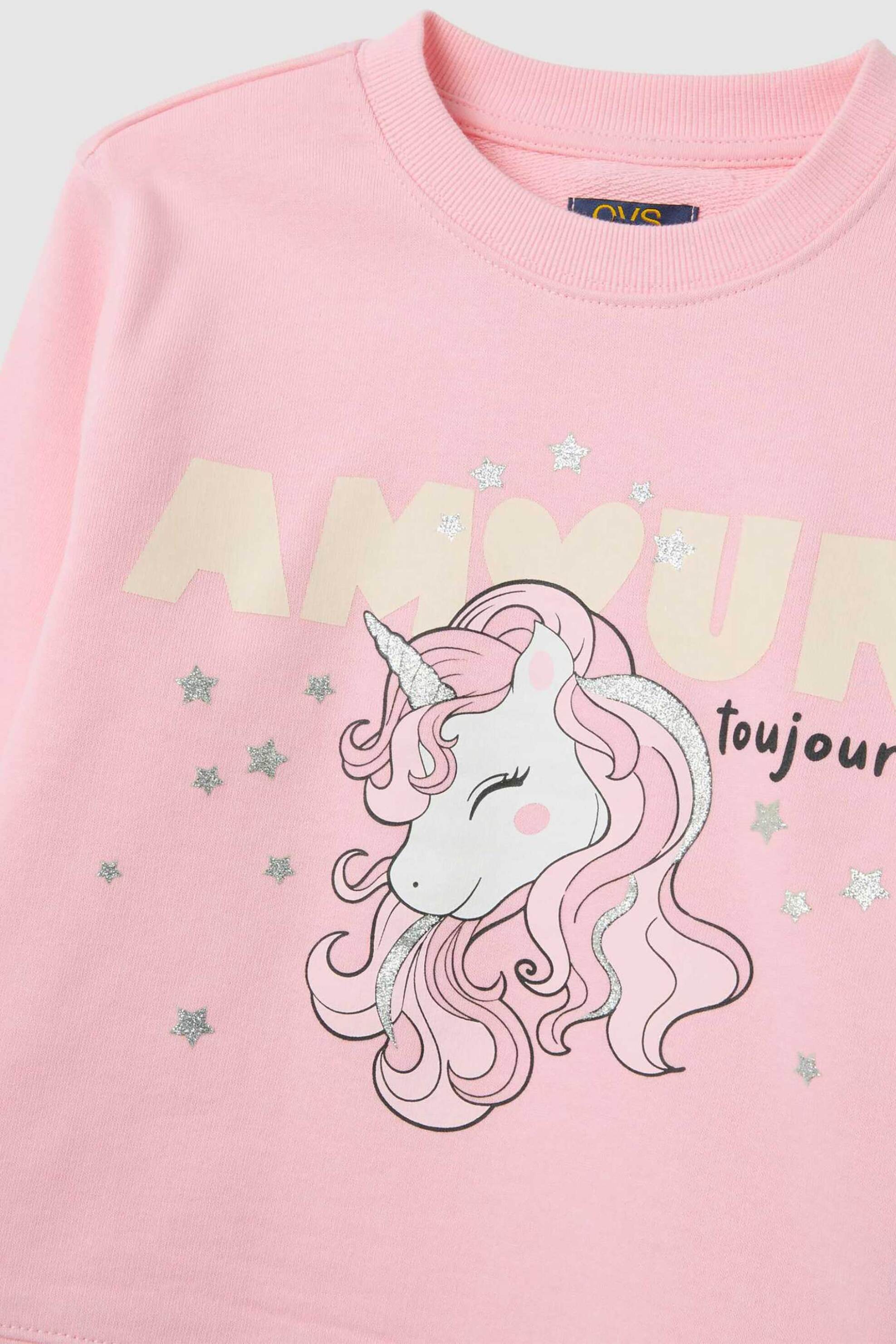 OVS παιδικό σετ μπλούζα φούτερ με print και κολάν (2 τεμάχια) - 002445125 Ροζ φωτογραφία