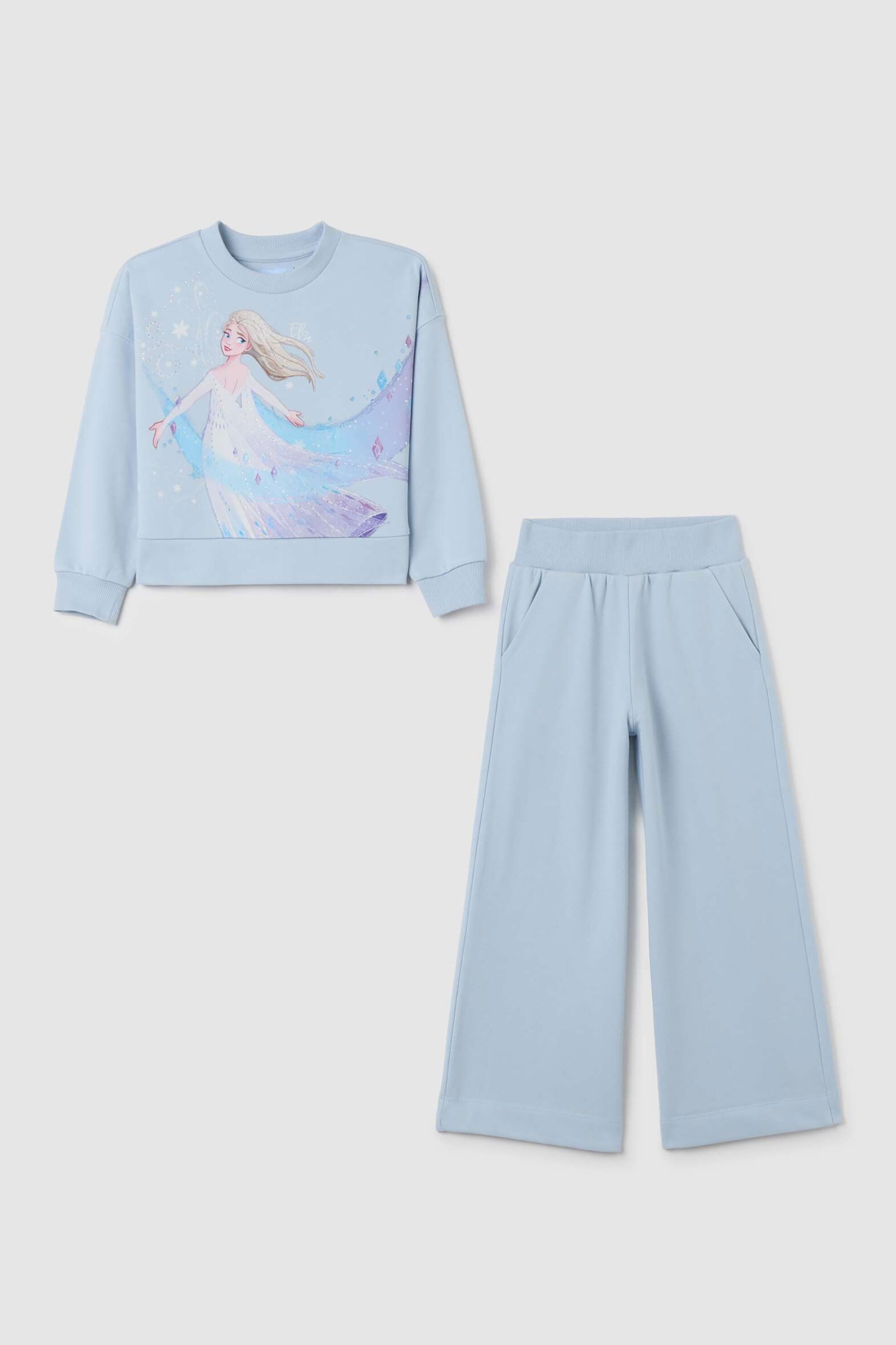 OVS KIDS OVS παιδικό σετ μπλούζα φούτερ με με print "Frozen" και παντελόνι φόρμας (2 τεμάχια) - 002446601 Γαλάζιο