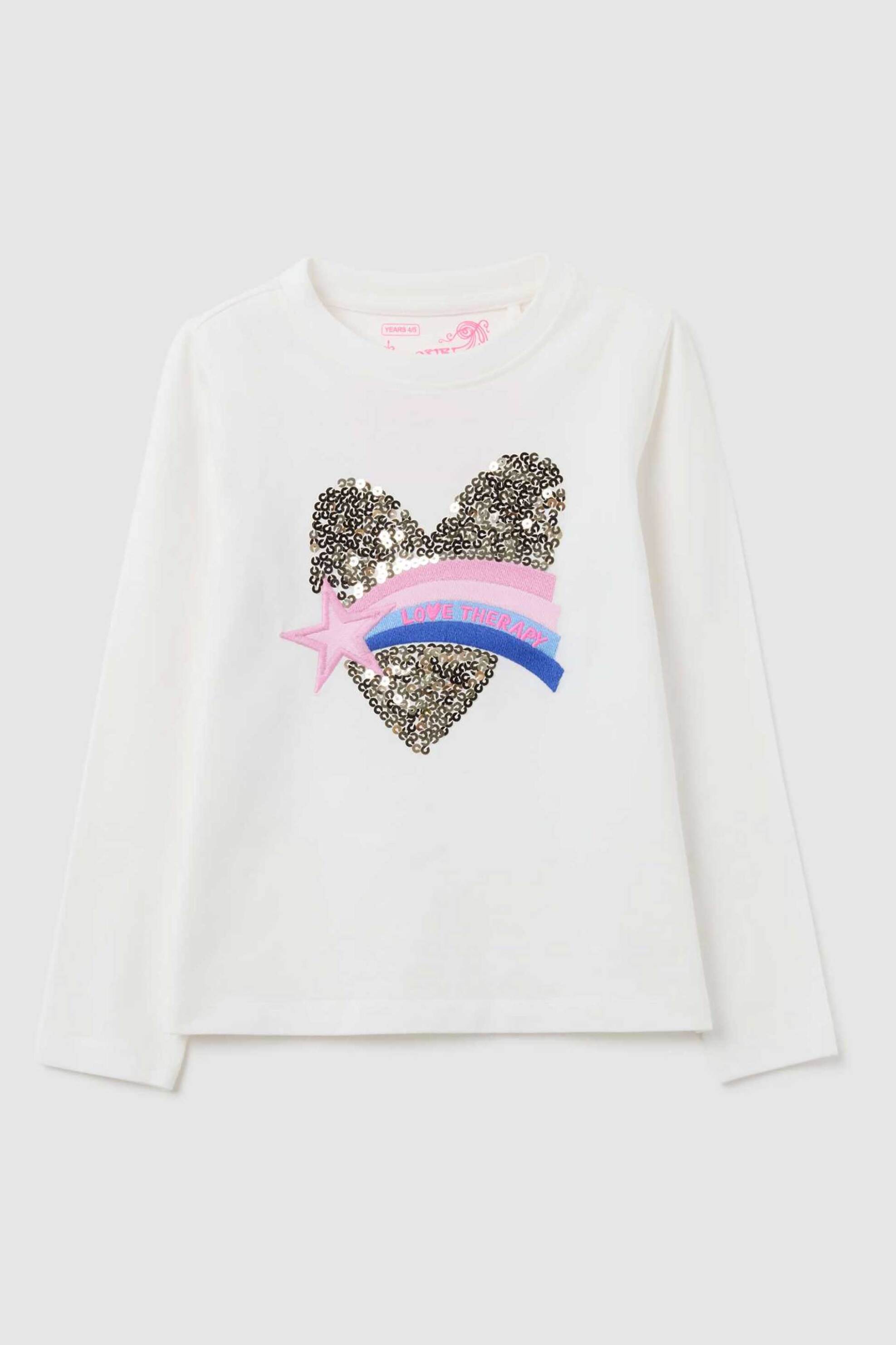 OVS παιδική μπλούζα με lettering και στρας Regular Fit - 002446802 Λευκό