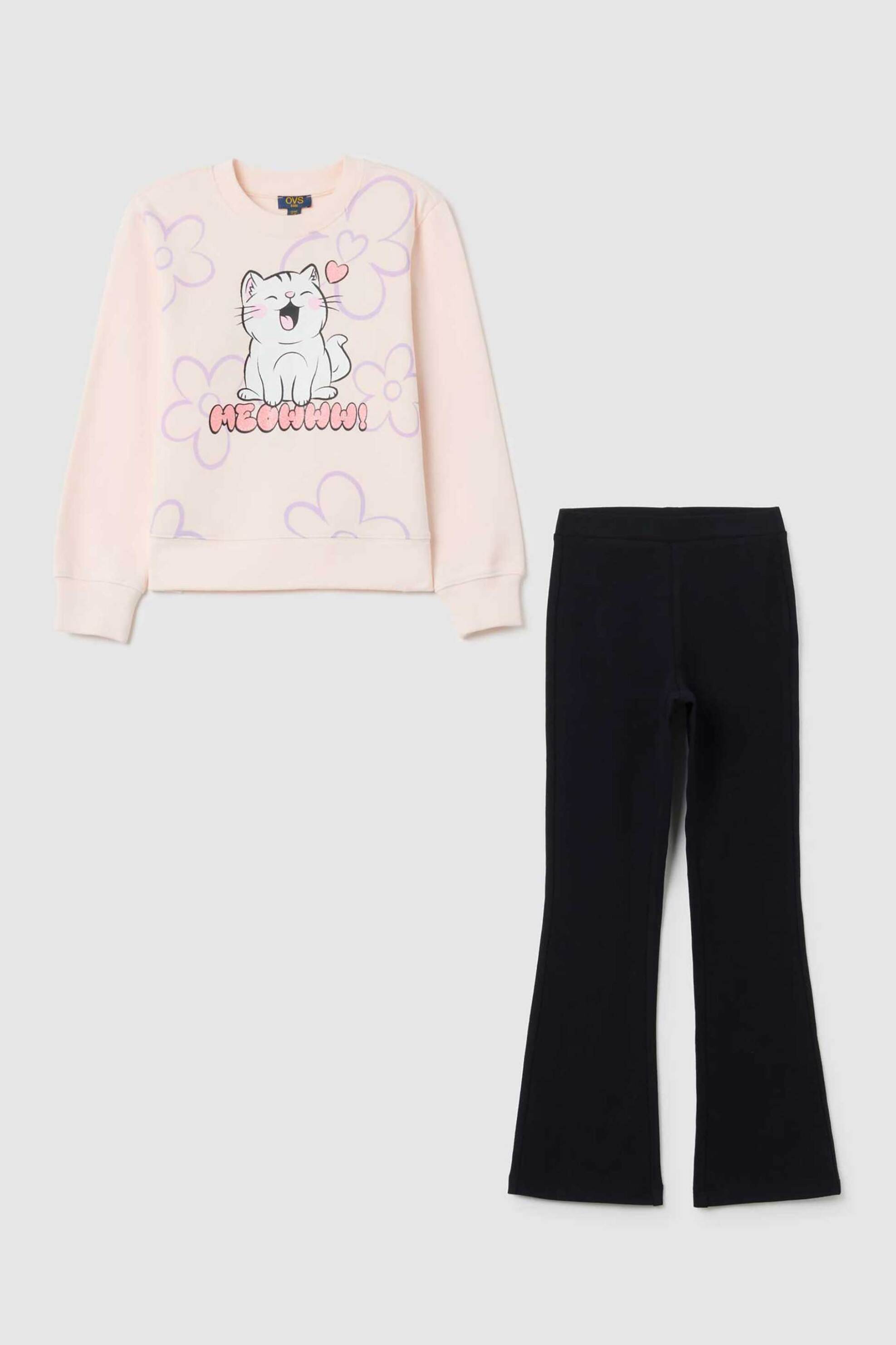 OVS KIDS OVS παιδικό σετ μπλούζα φούτερ με print και κολάν (2 τεμάχια) - 002418331 Ροζ