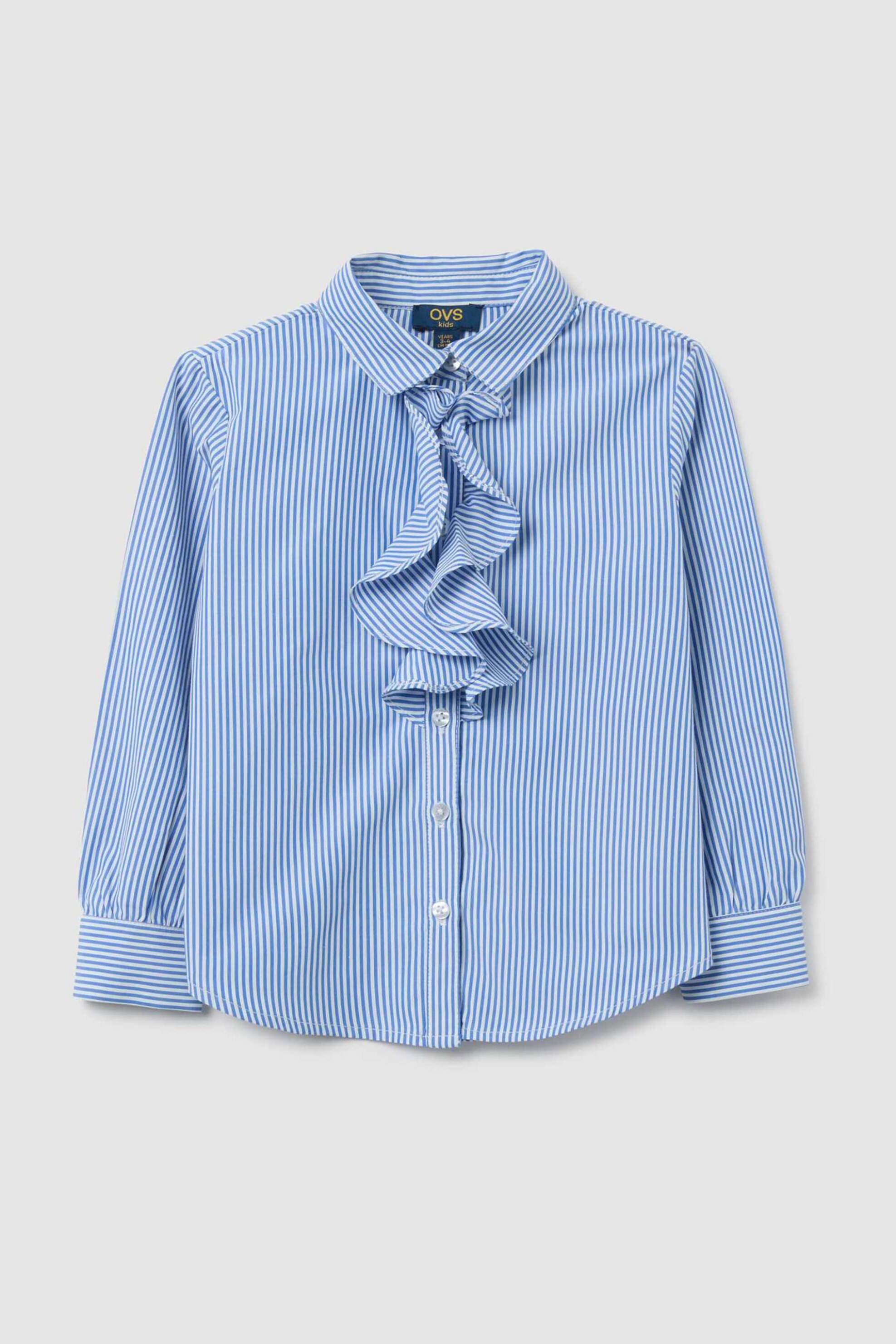 OVS KIDS OVS παιδικό πουκάμισο με ριγέ σχέδιο και βολάν - 002446994 Λευκό - Μπλε