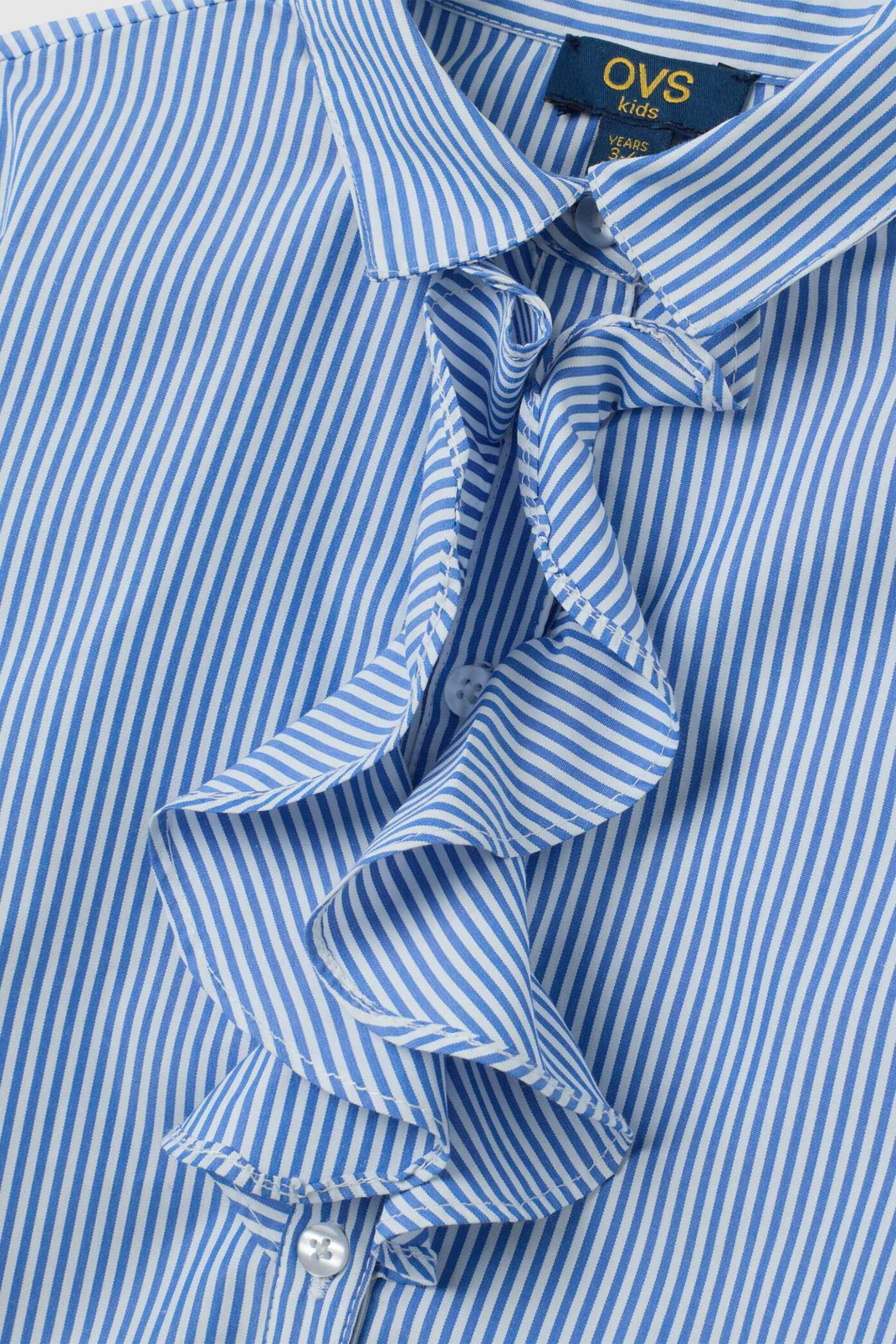OVS παιδικό πουκάμισο με ριγέ σχέδιο και βολάν - 002446994 Λευκό - Μπλε φωτογραφία