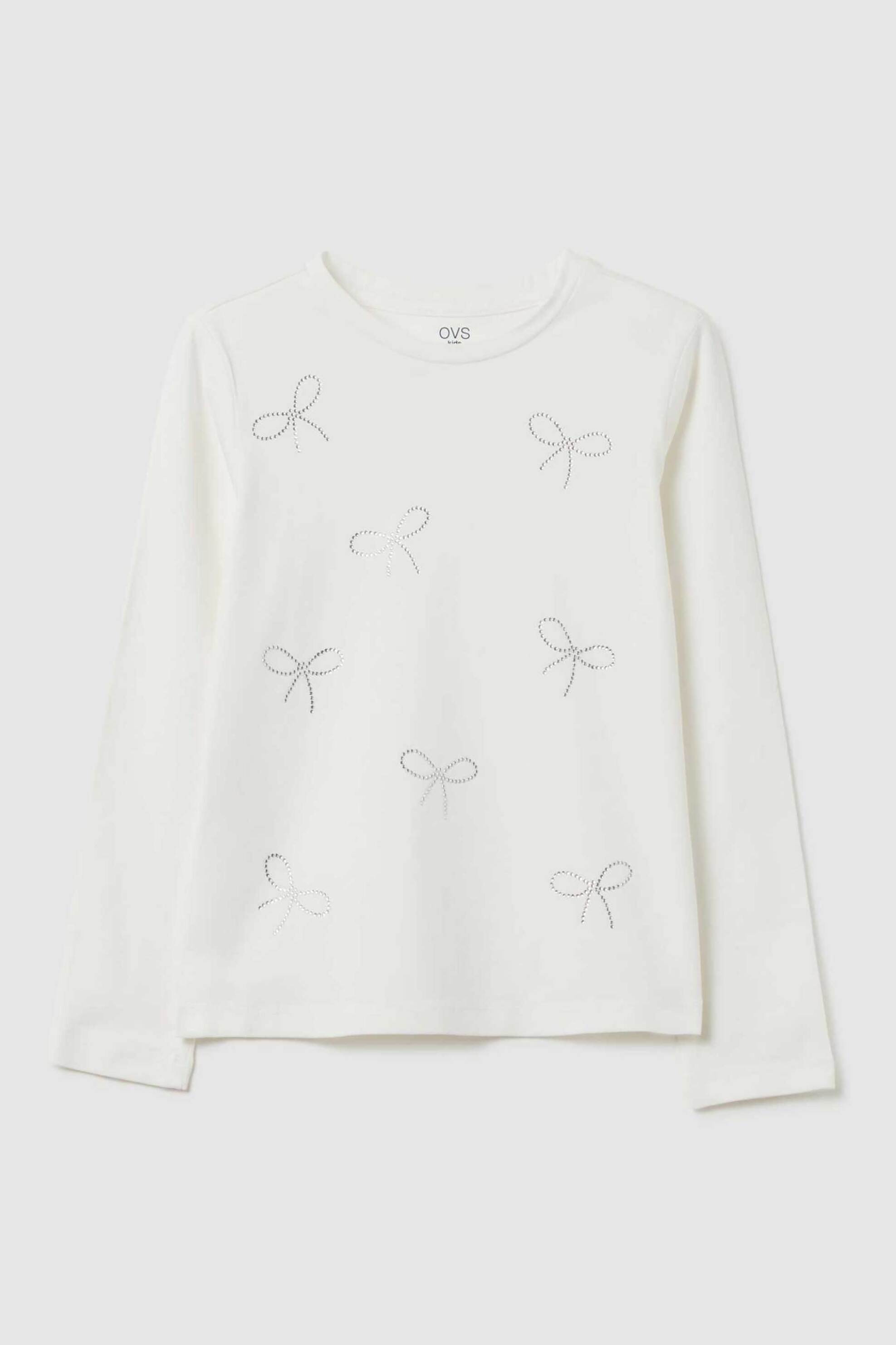 OVS KIDS OVS παιδική μπλούζα με all-over print με στρας Regular Fit - 002447049 Λευκό