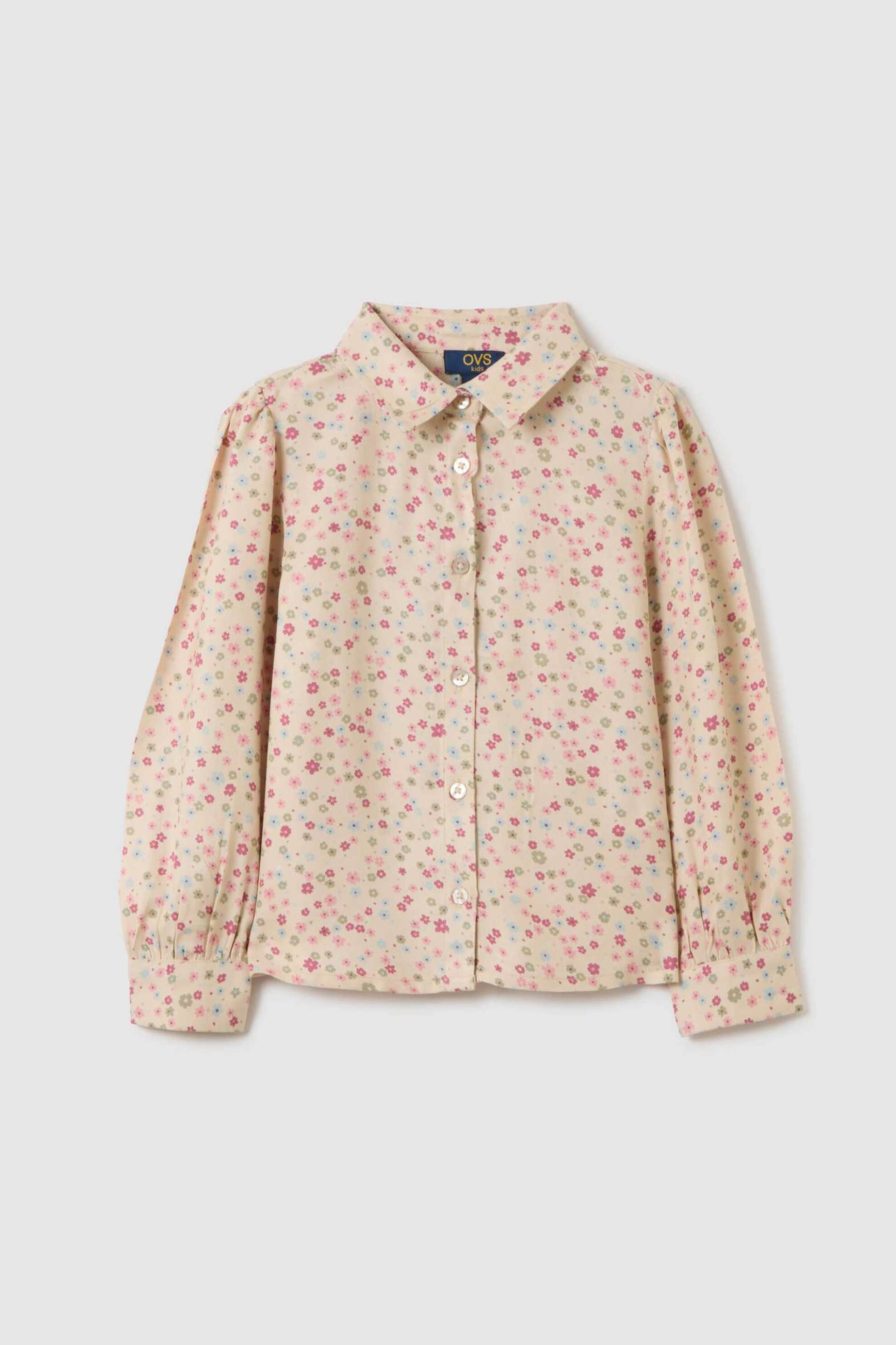 OVS KIDS OVS παιδικό μακρυμάνικο πουκάμισο με floral print - 002468159 Ροζ