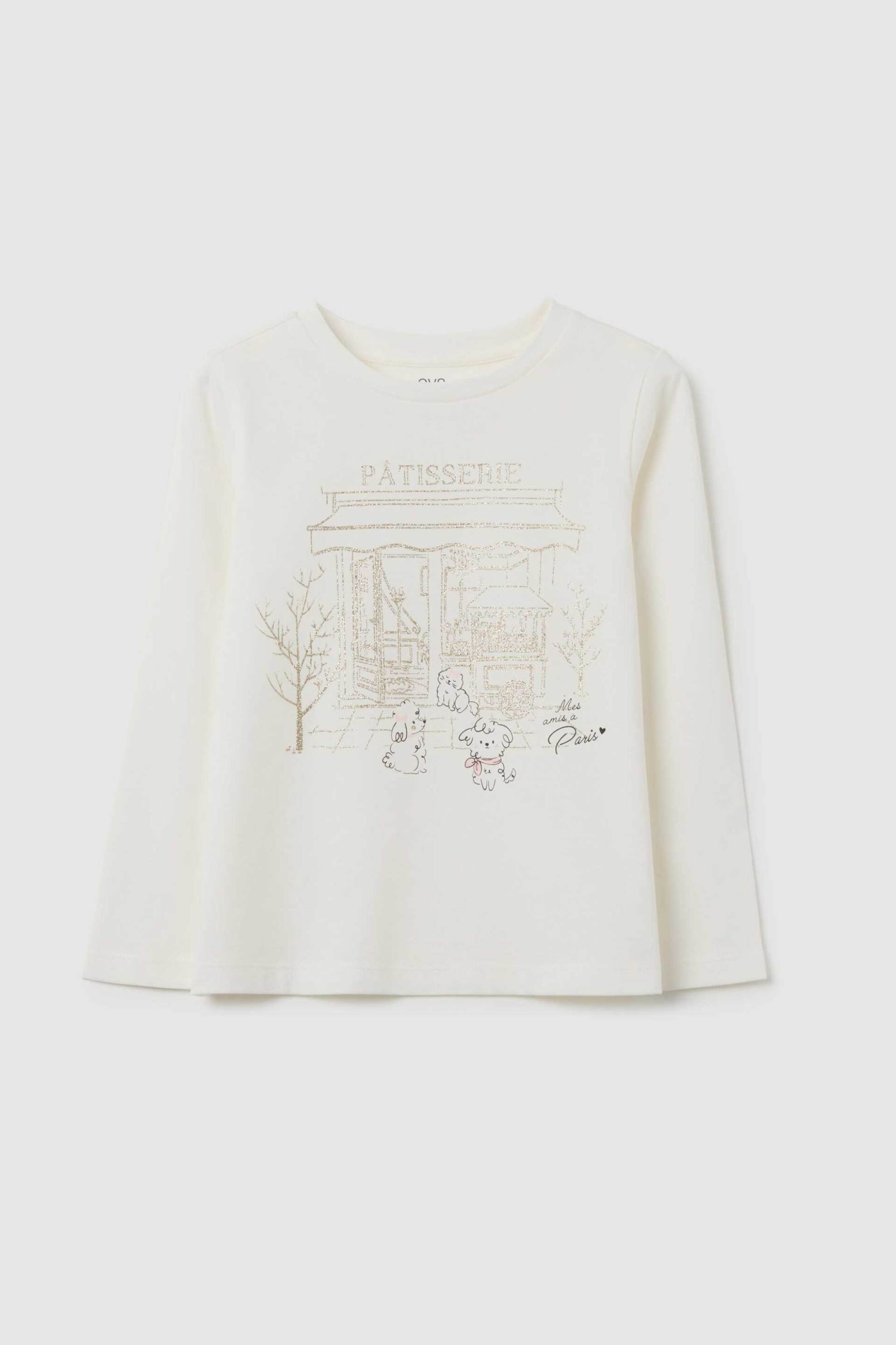 OVS παιδική μπλούζα με print Regular Fit - 002472678 Λευκό