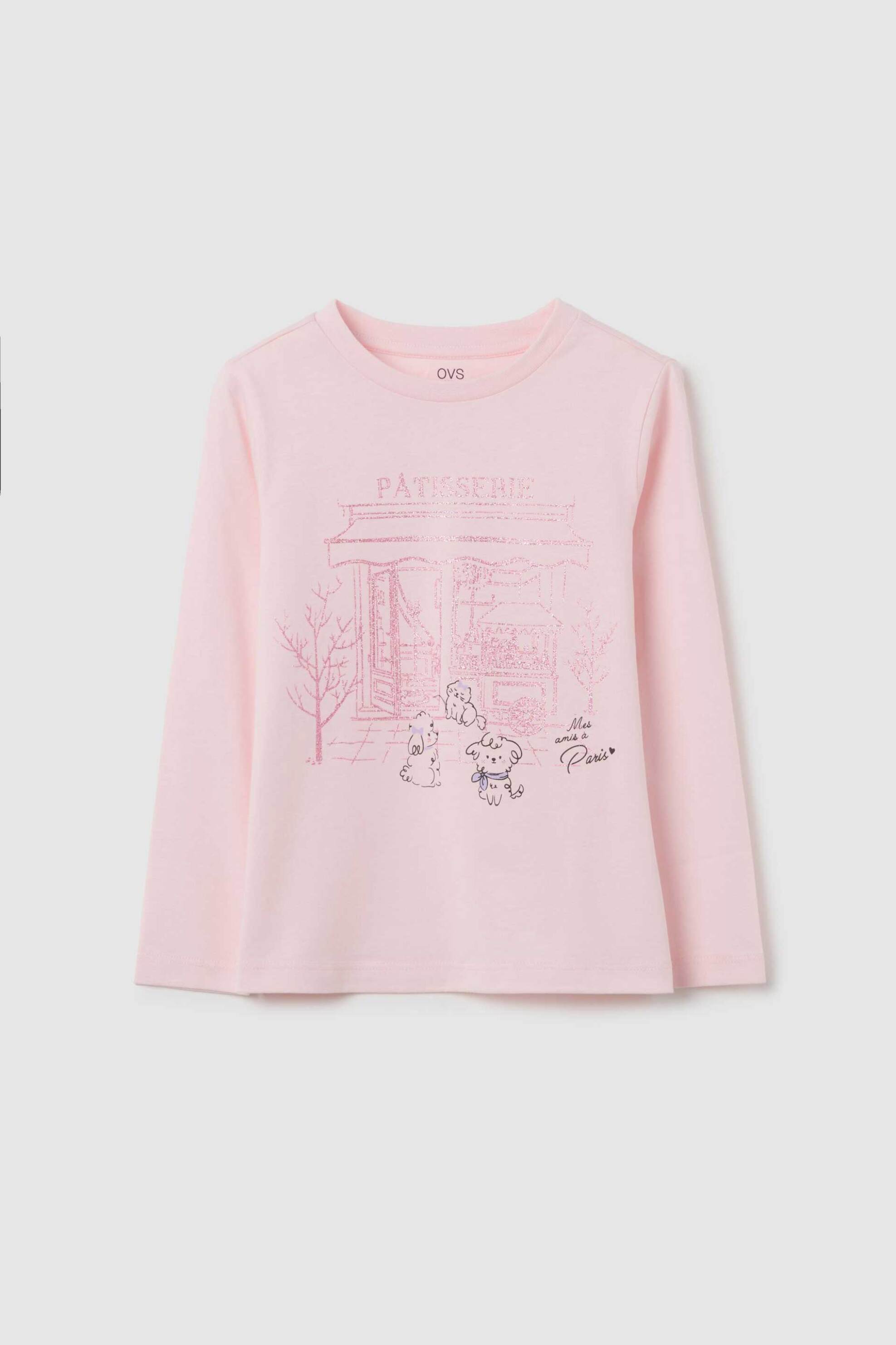 OVS παιδική μπλούζα με print Regular Fit - 002472685 Ροζ