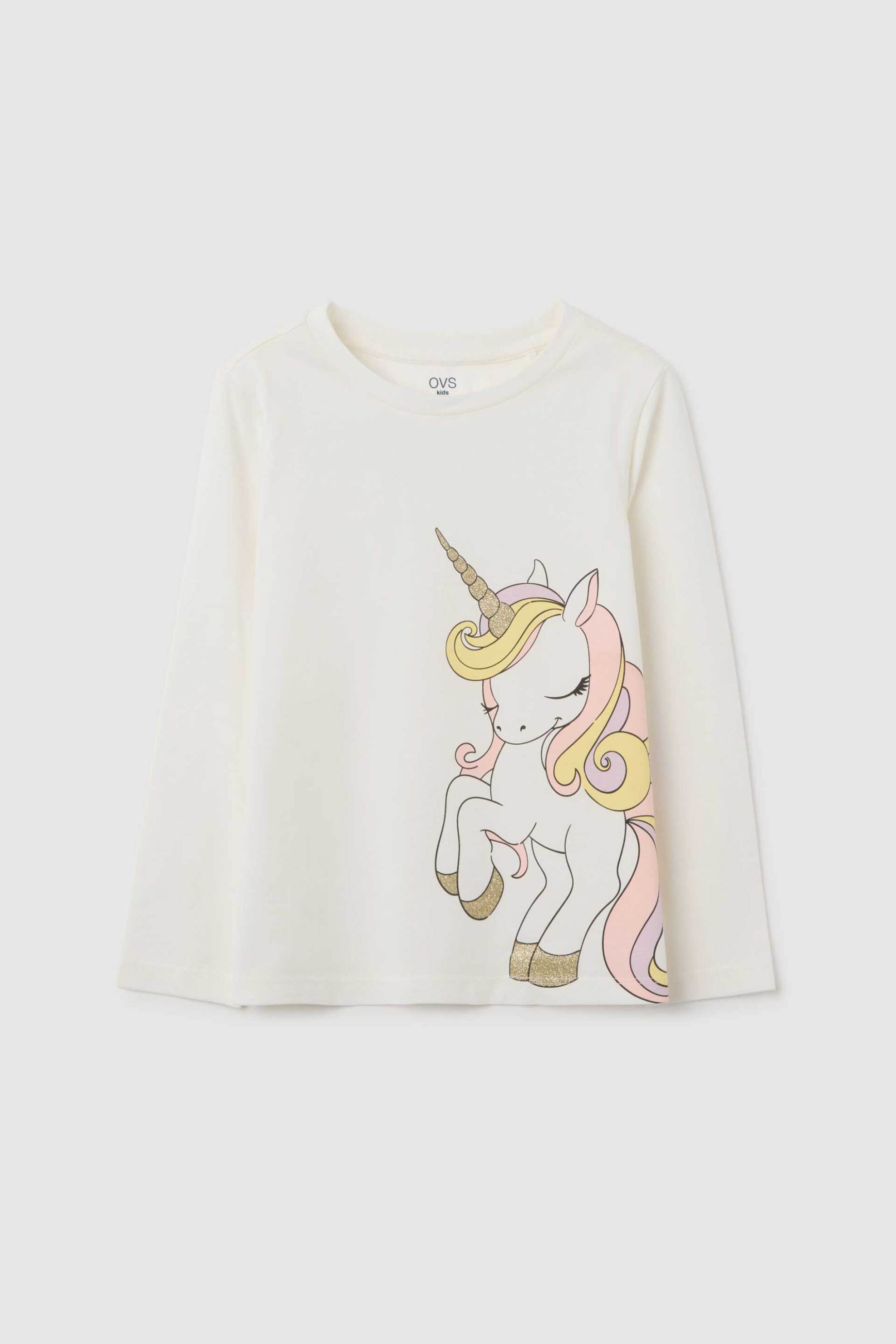 OVS παιδική μπλούζα με print Regular Fit - 002472587 Λευκό