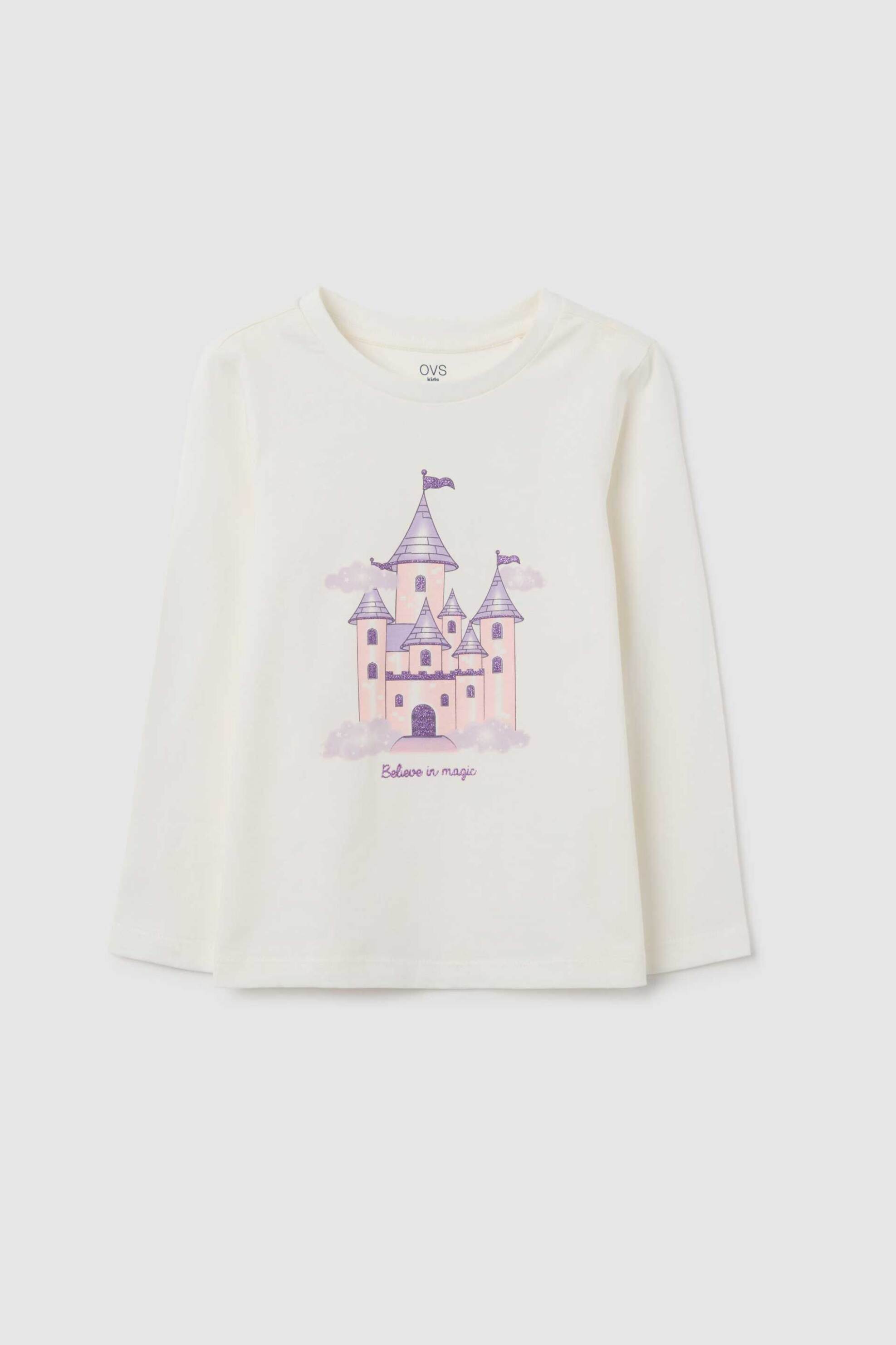 OVS παιδική μπλούζα με print Regular Fit - 002472594 Λευκό