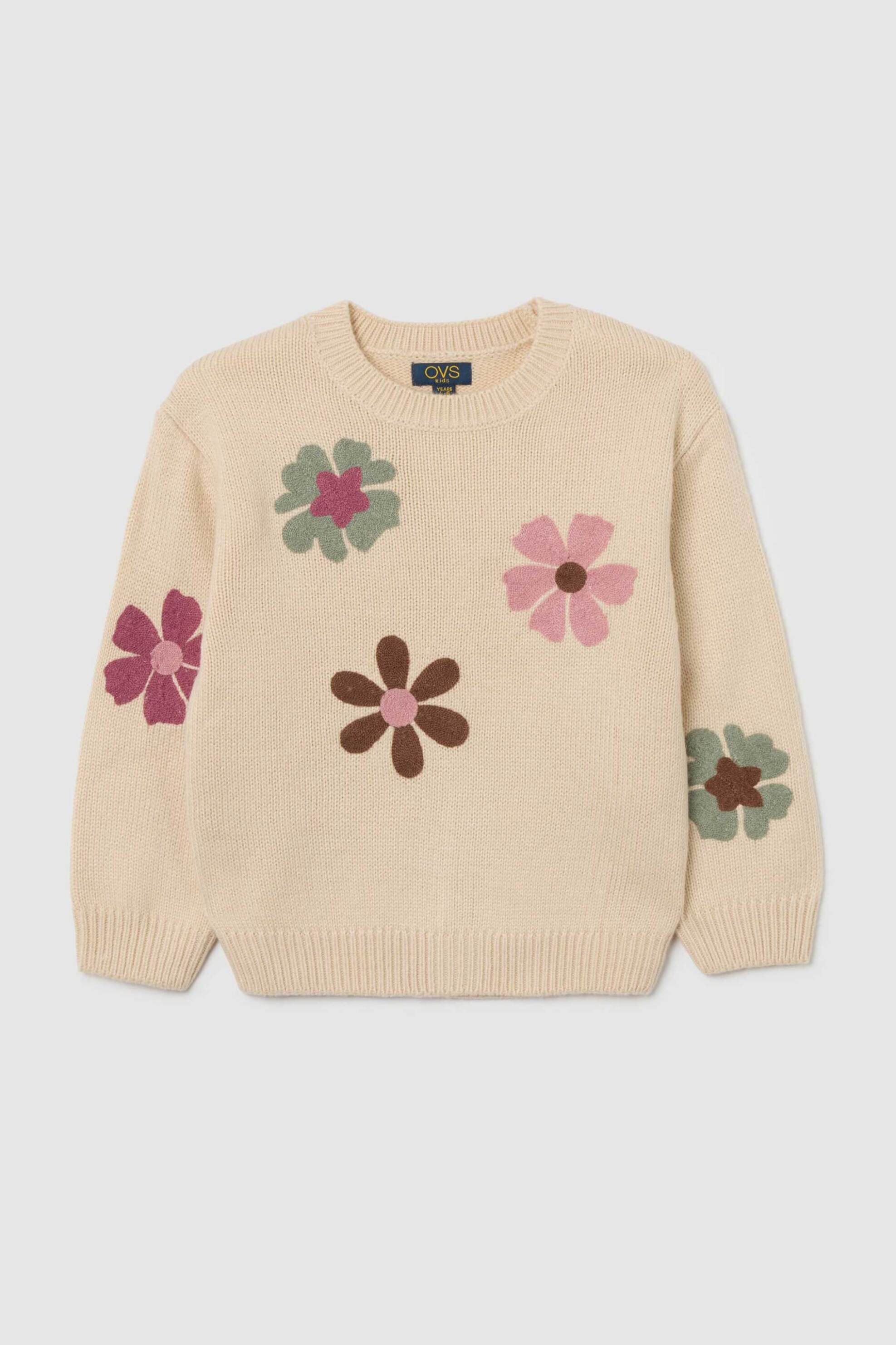 OVS παιδικό πουλόβερ με floral print Regular Fit - 002457241 Μπεζ