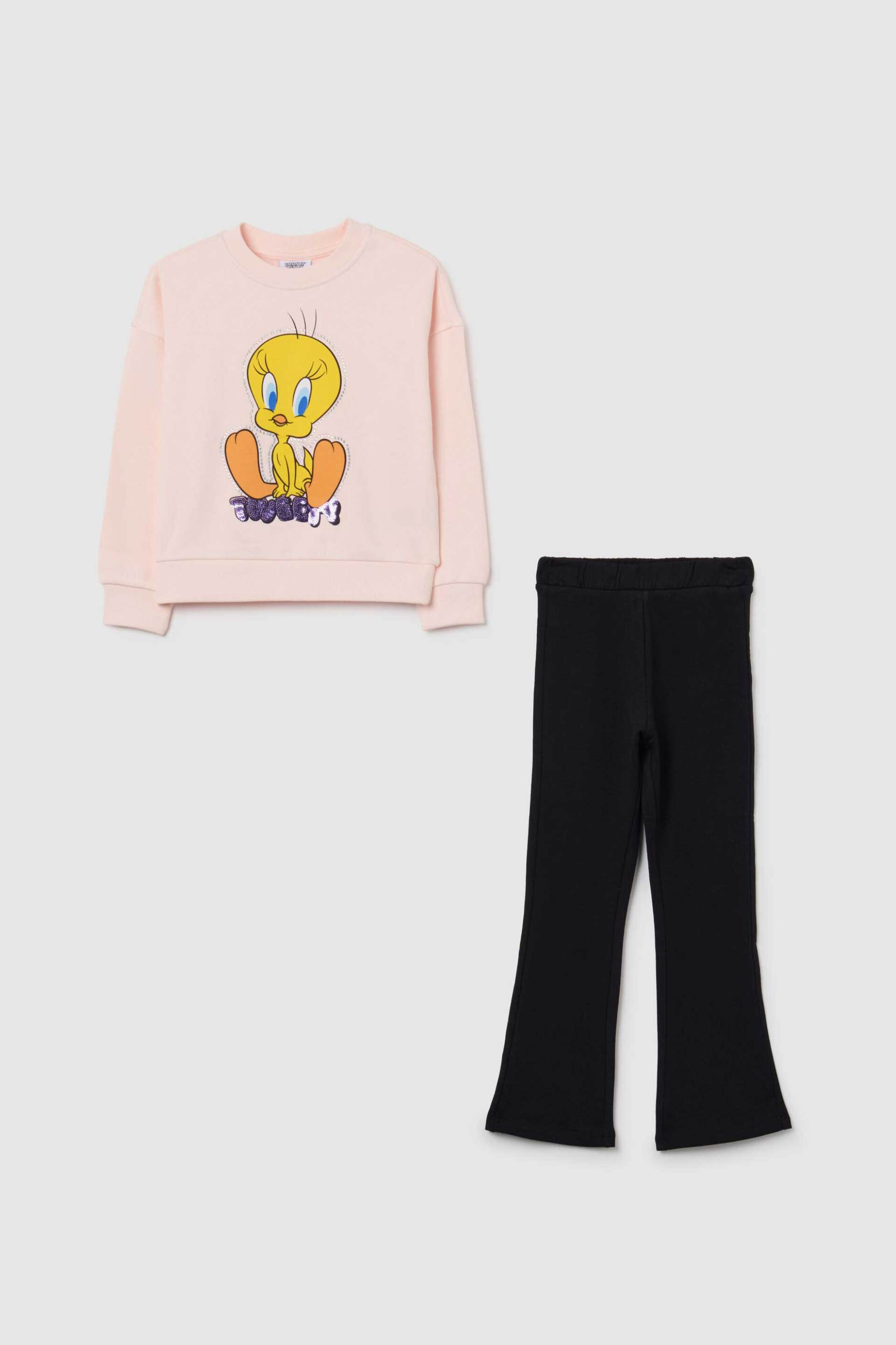 OVS παιδικό σετ μπλούζα με print "Tweety" και κολάν (2 τεμάχια) - 002475242 Ροζ
