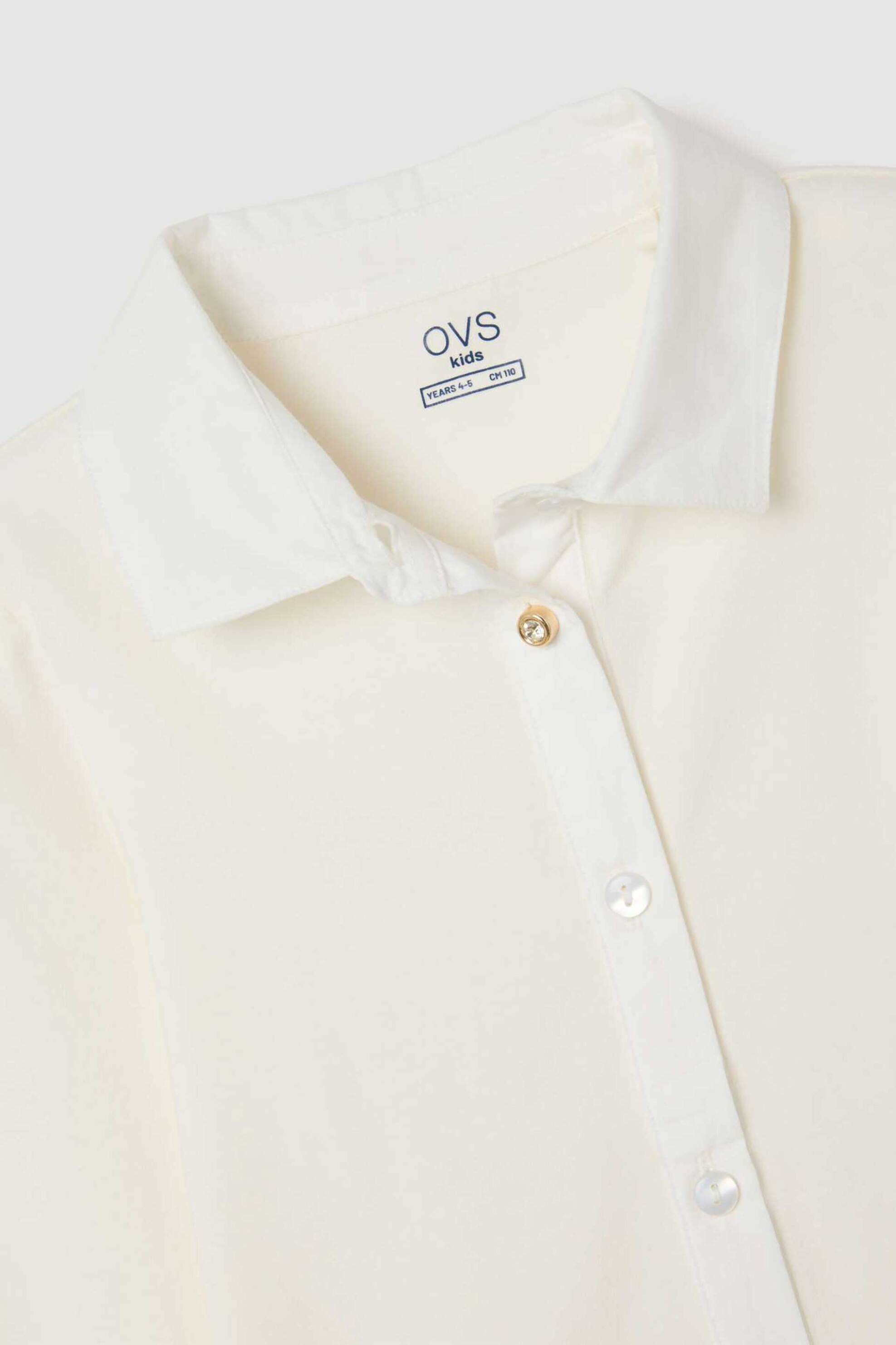 OVS παιδικό βαμβακερό πουκάμισο μονόχρωμο με ελαστικά τελειώματα - 002487053 Λευκό φωτογραφία