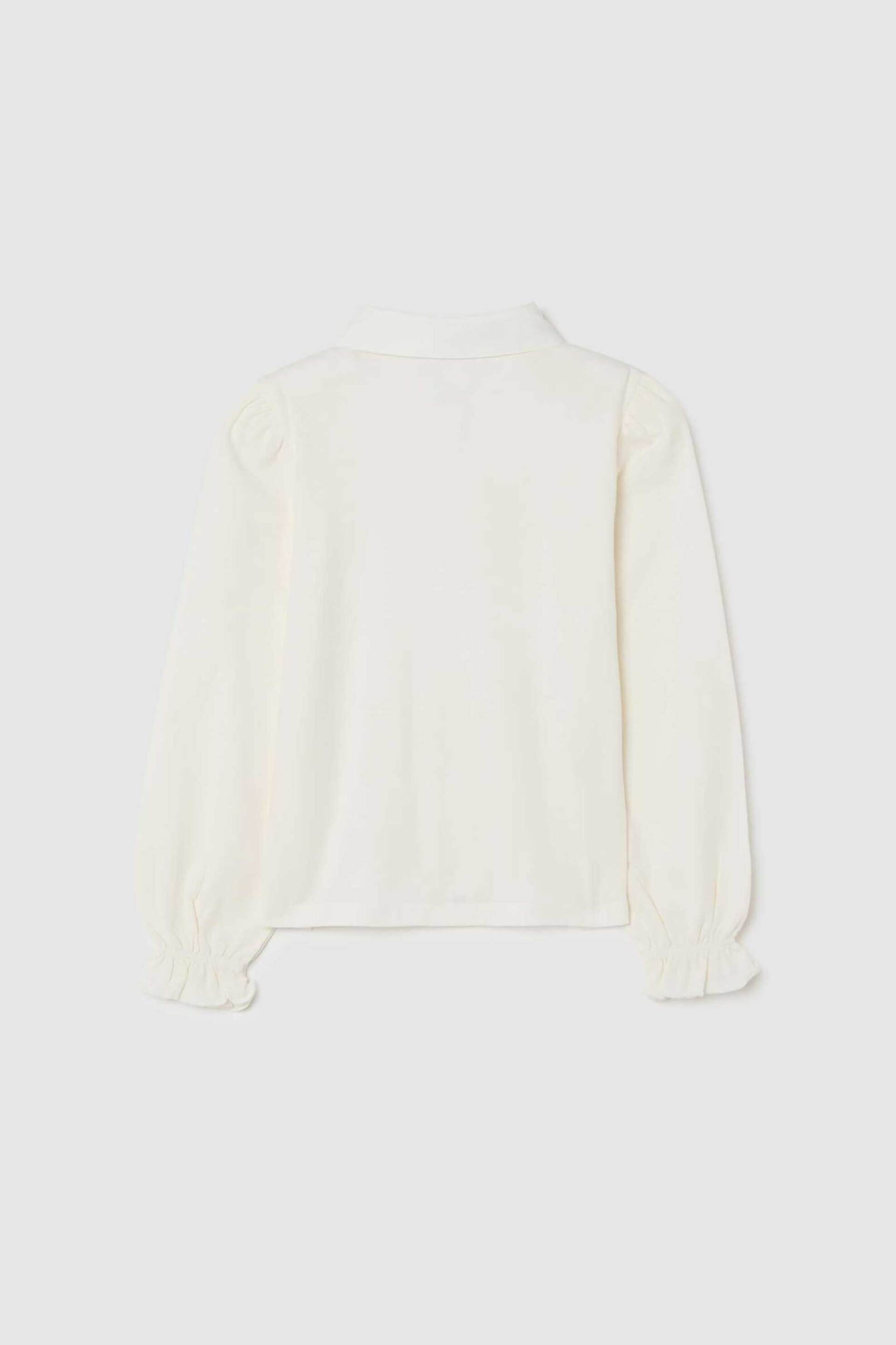 OVS παιδικό βαμβακερό πουκάμισο μονόχρωμο με ελαστικά τελειώματα - 002487053 Λευκό φωτογραφία