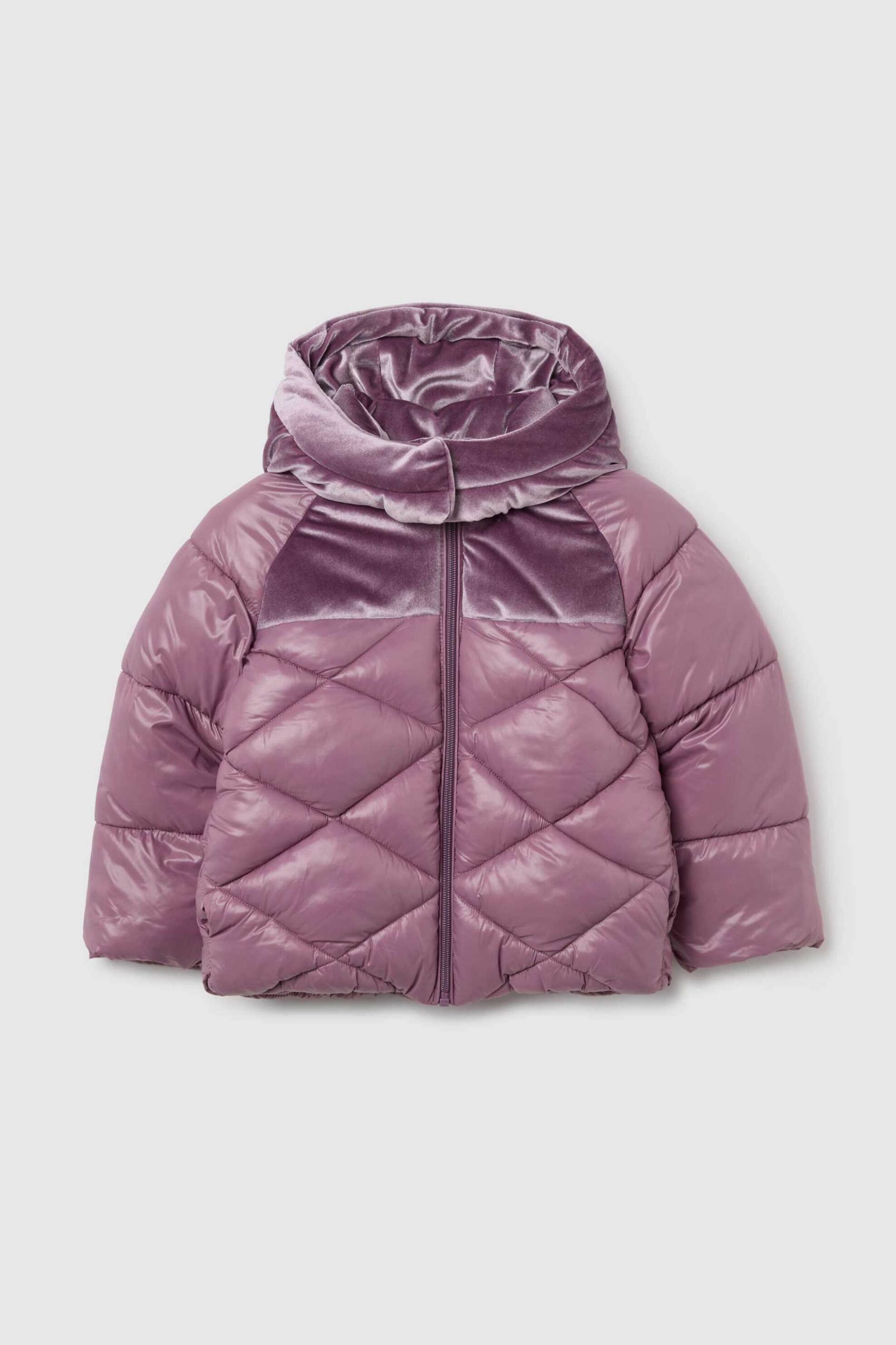 OVS παιδικό μπουφάν με καπιτονέ σχέδιο και κουκούλα - 002467408 Βιολετί