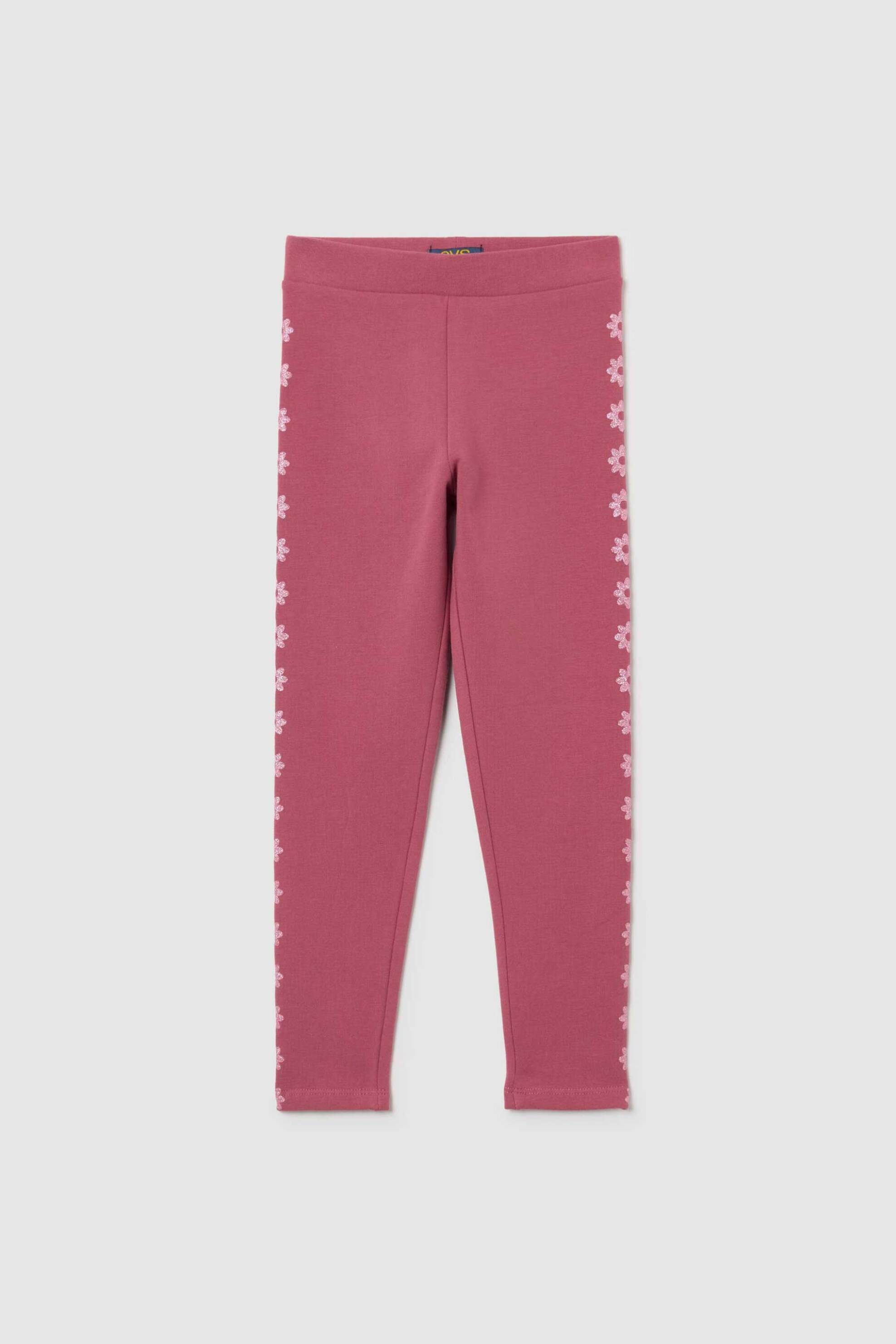 OVS παιδικό κολάν με floral print Skinny Fit - 002480963 Ροζ