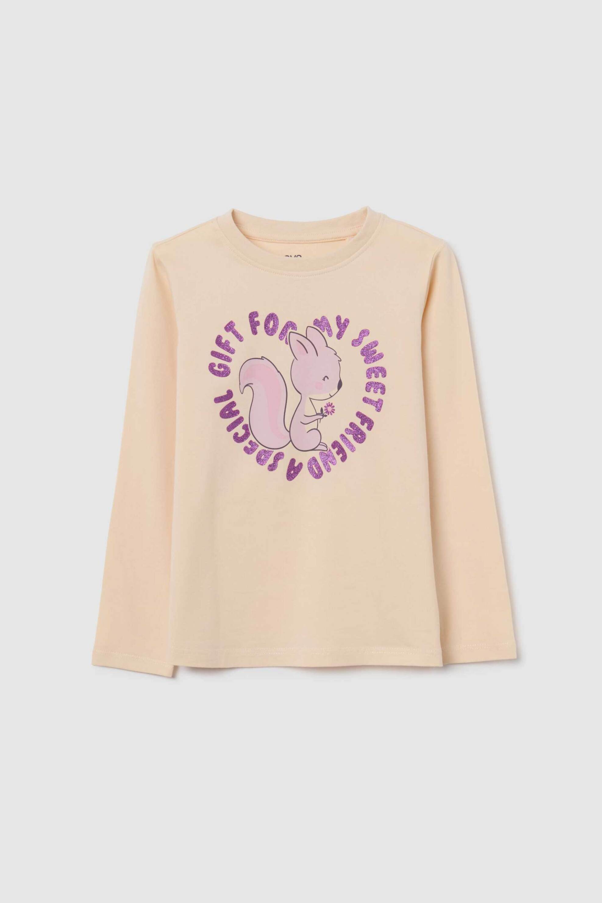 OVS παιδική μπλούζα με print Regular Fit - 002481651 Μπεζ