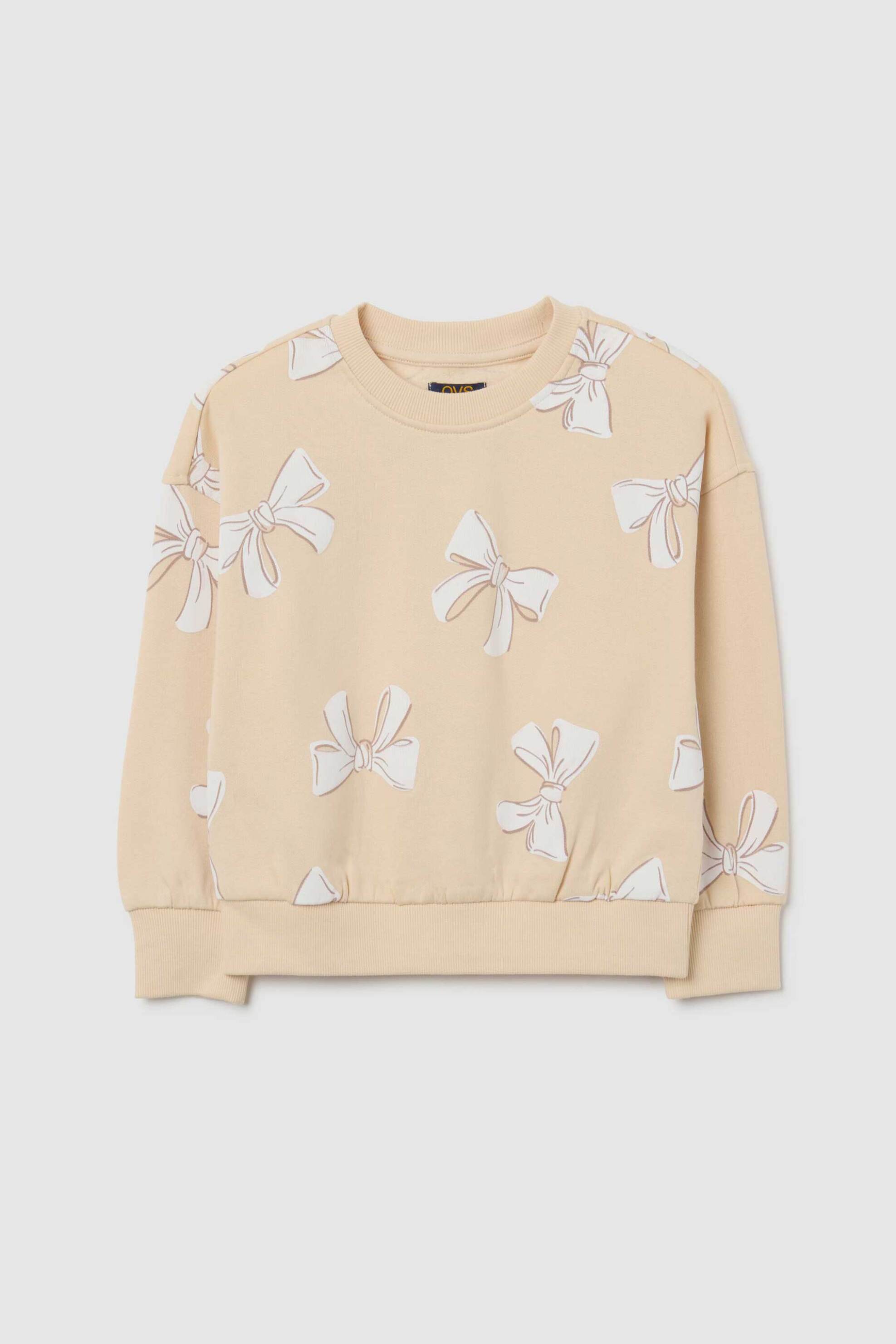OVS παιδική μπλούζα φούτερ με σχέδιο φιόγκους Regular Fit - 002487067 Μπεζ