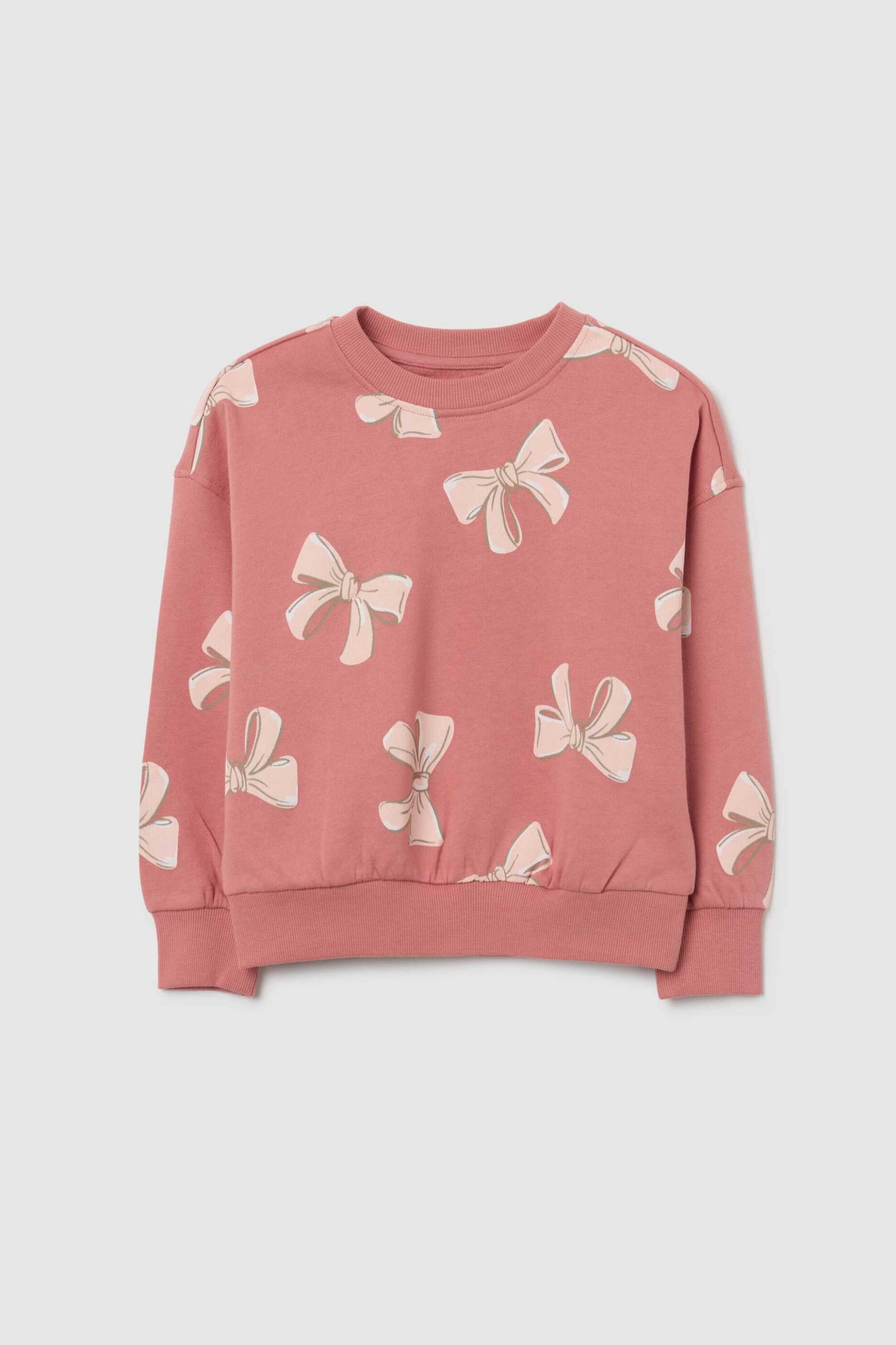 OVS παιδική μπλούζα φούτερ με σχέδιο φιόγκους Regular Fit - 002487074 Ροζ