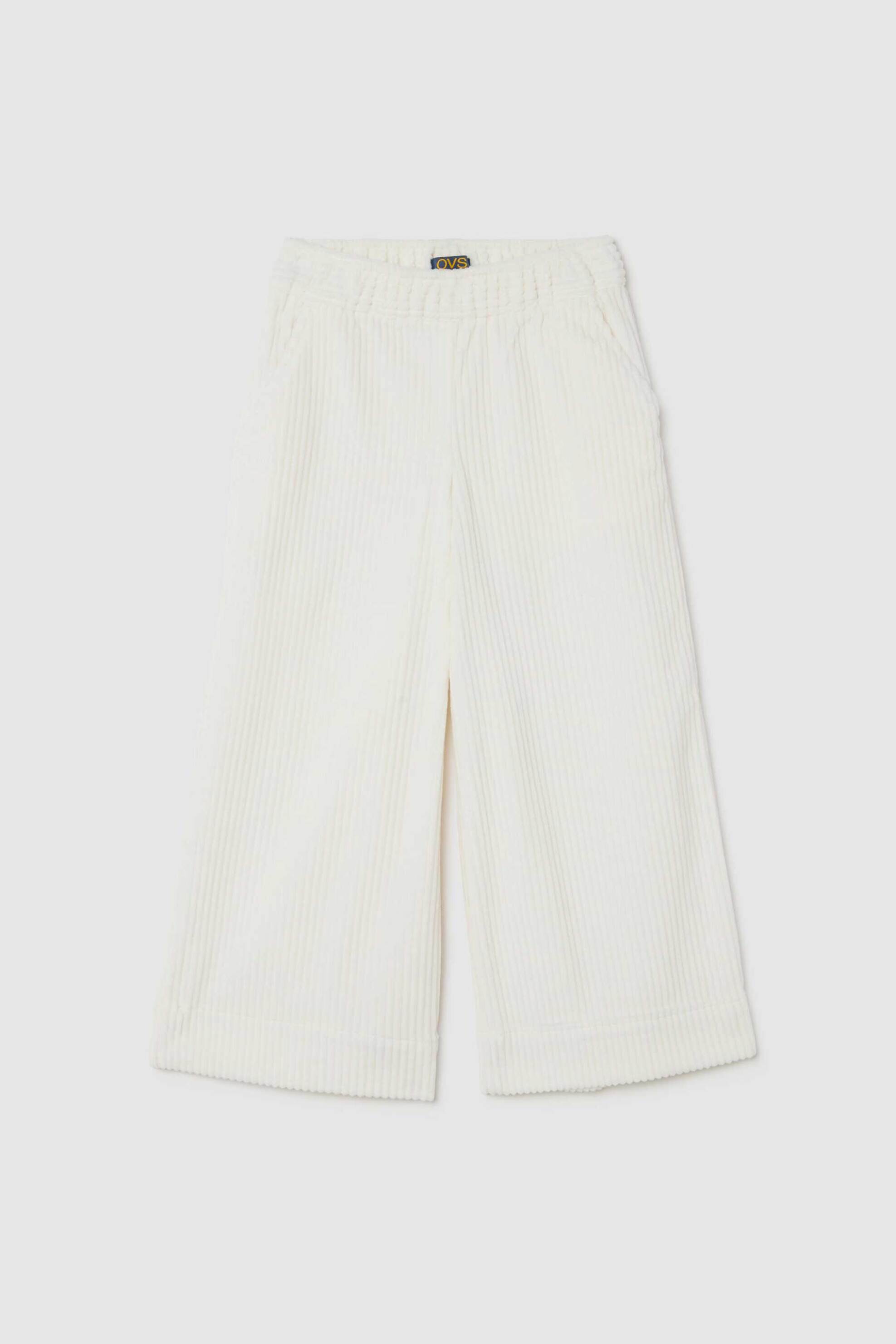 OVS παιδικό παντελόνι με ανάγλυφο σχέδιο Regular Fit - 002472643 Λευκό