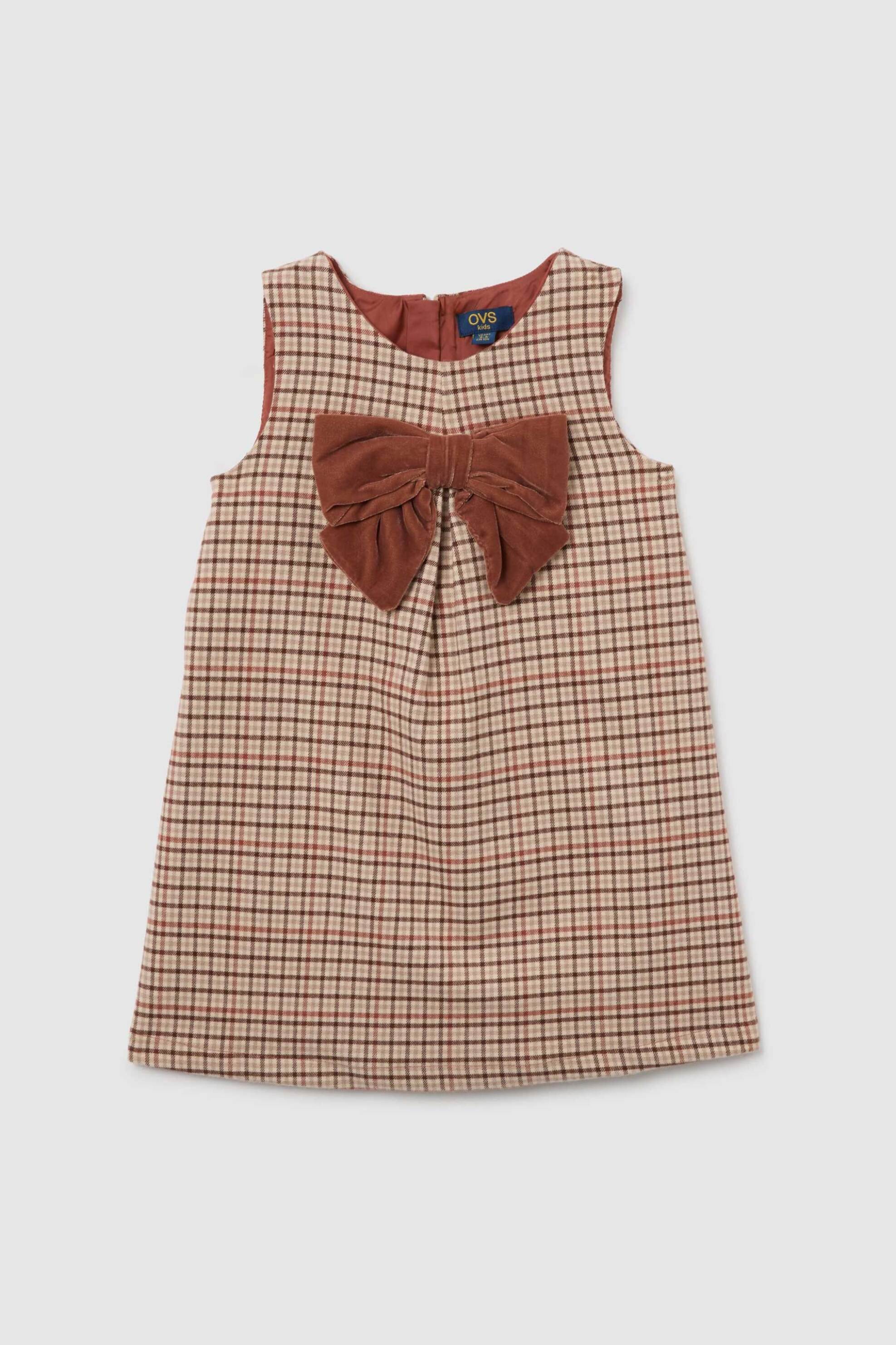 OVS παιδικό αμάνικο φόρεμα με καρό σχέδιο - 002488361 Μπεζ