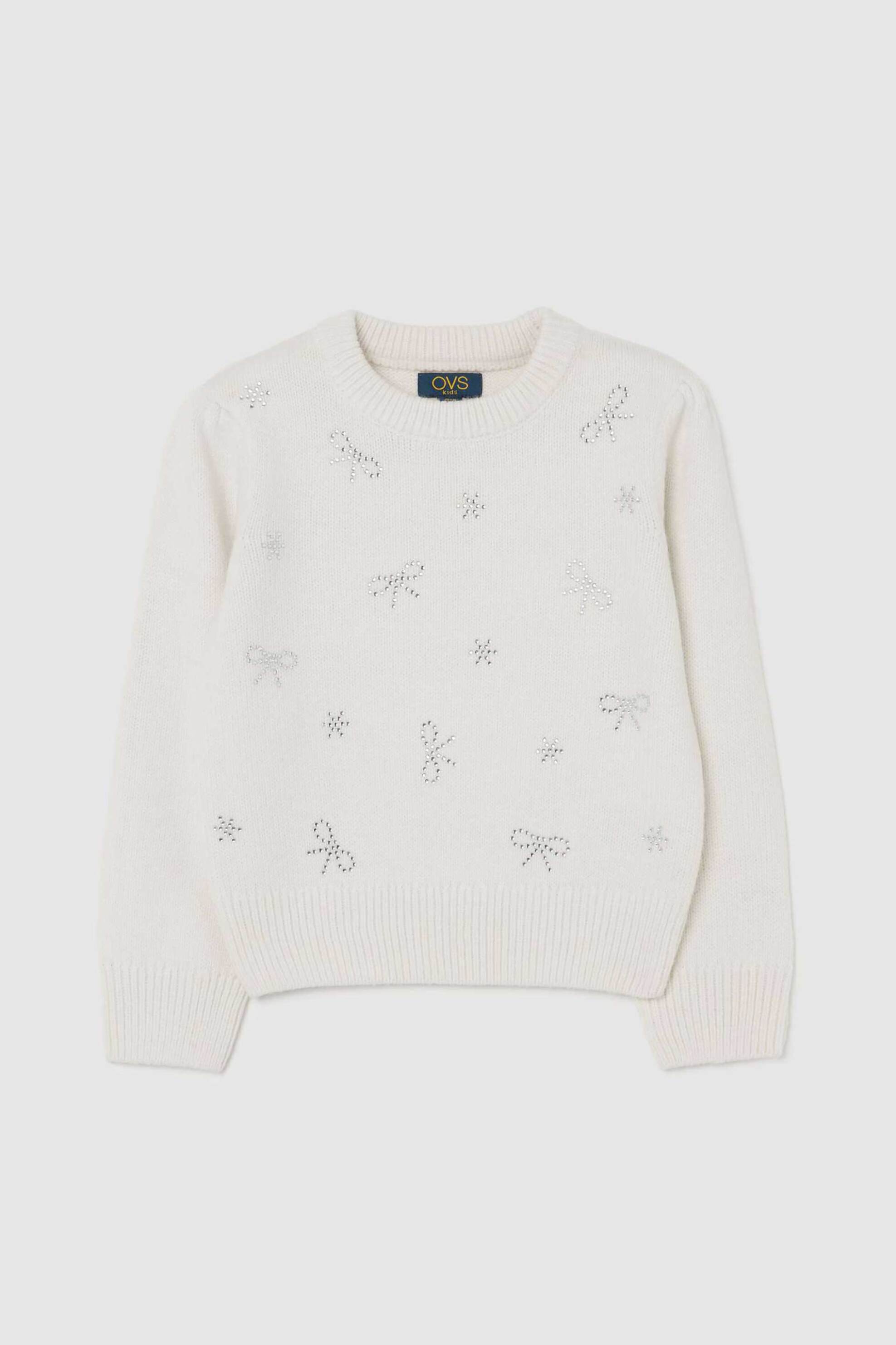 OVS παιδικό πουλόβερ με print Regular Fit - 002486060 Λευκό