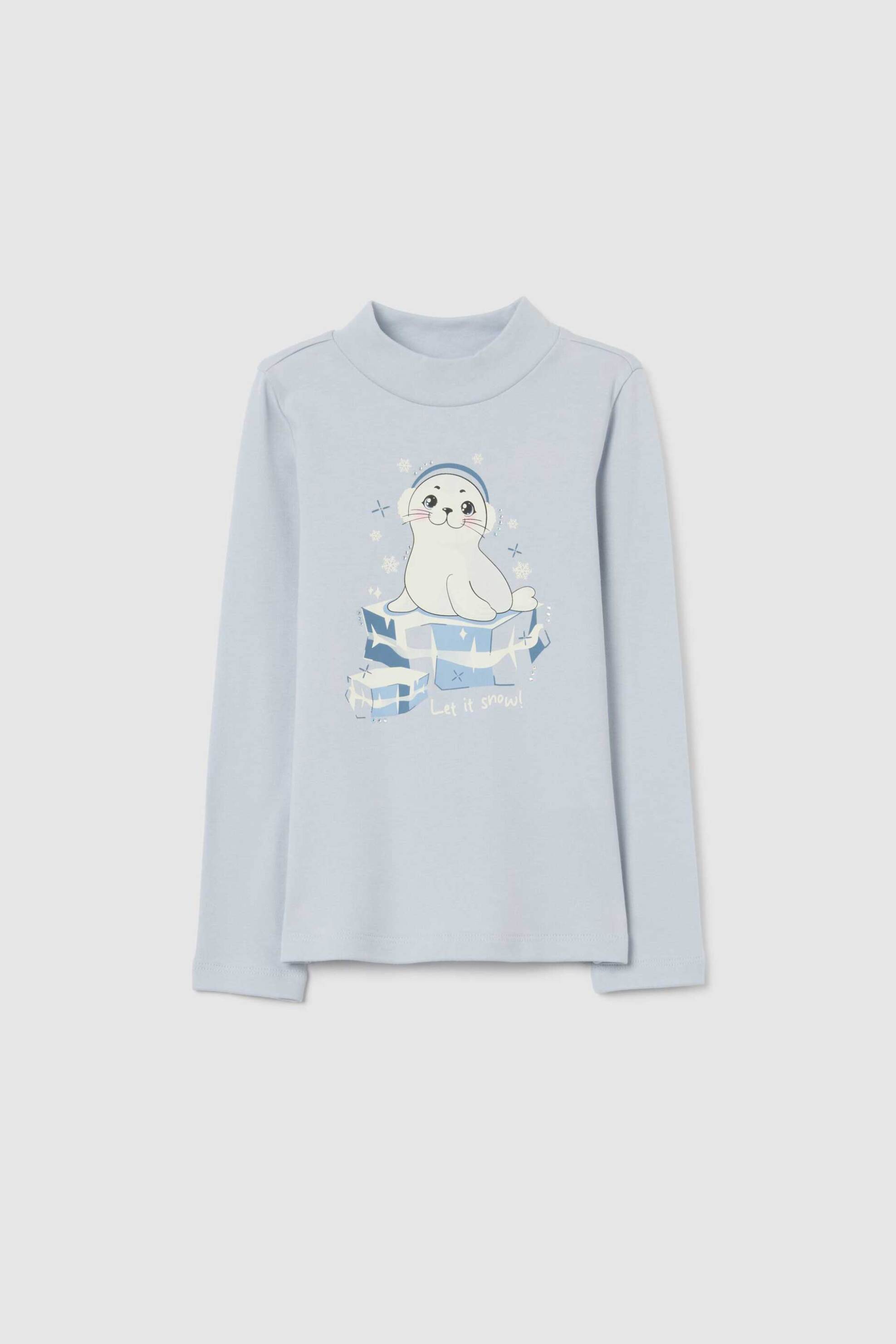 OVS παιδική μπλούζα βαμβακερή με print - 002493872 Γαλάζιο